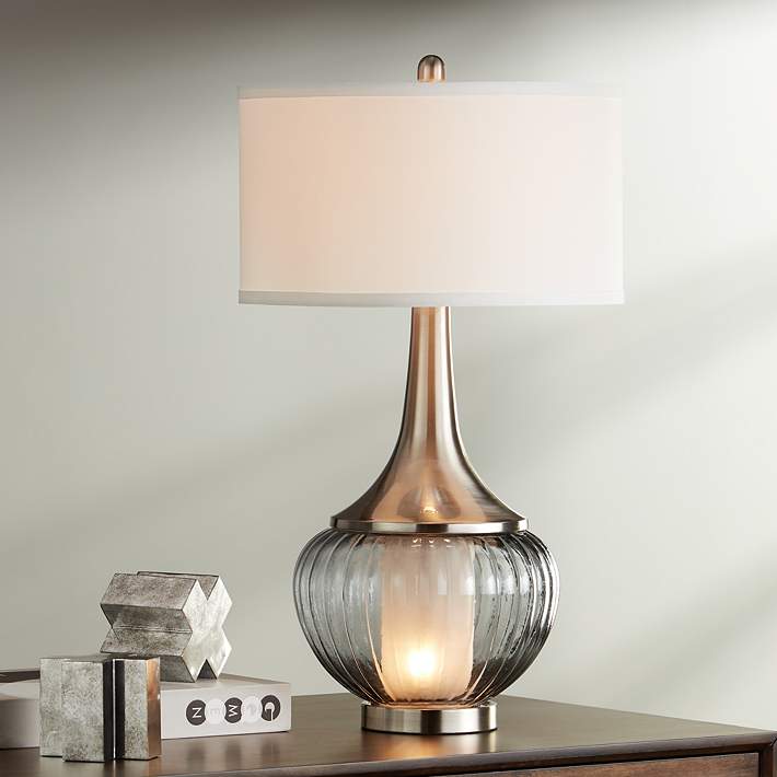 Courtney Metal And Glass Night Light, Nite Light Table Lamps