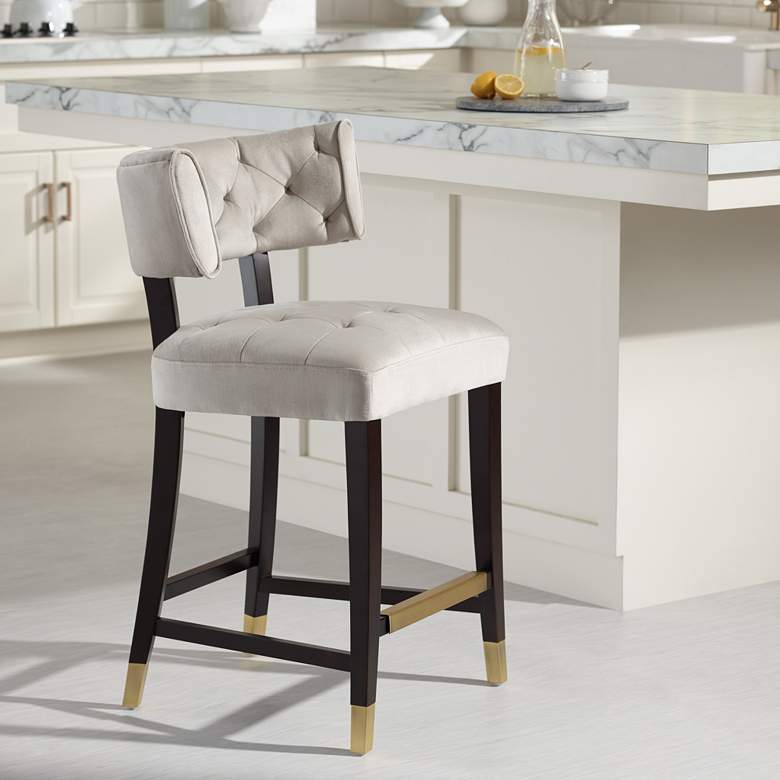 Tatum 26&quot; Champagne White Tufted Counter Stool