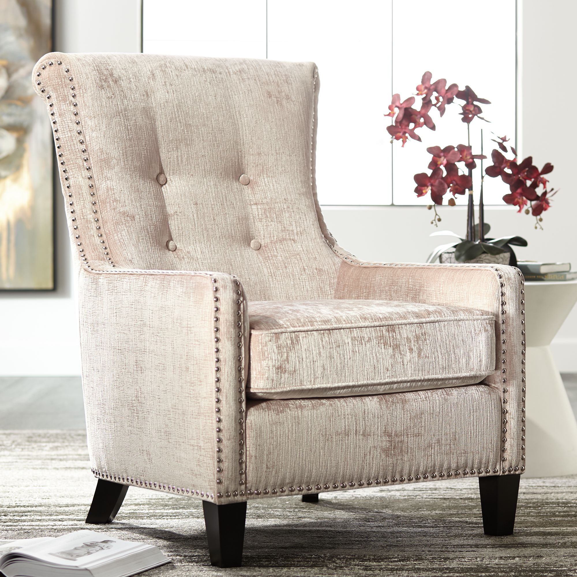 Chantelle Heather Ivory Accent Chair 19R48 Lamps Plus