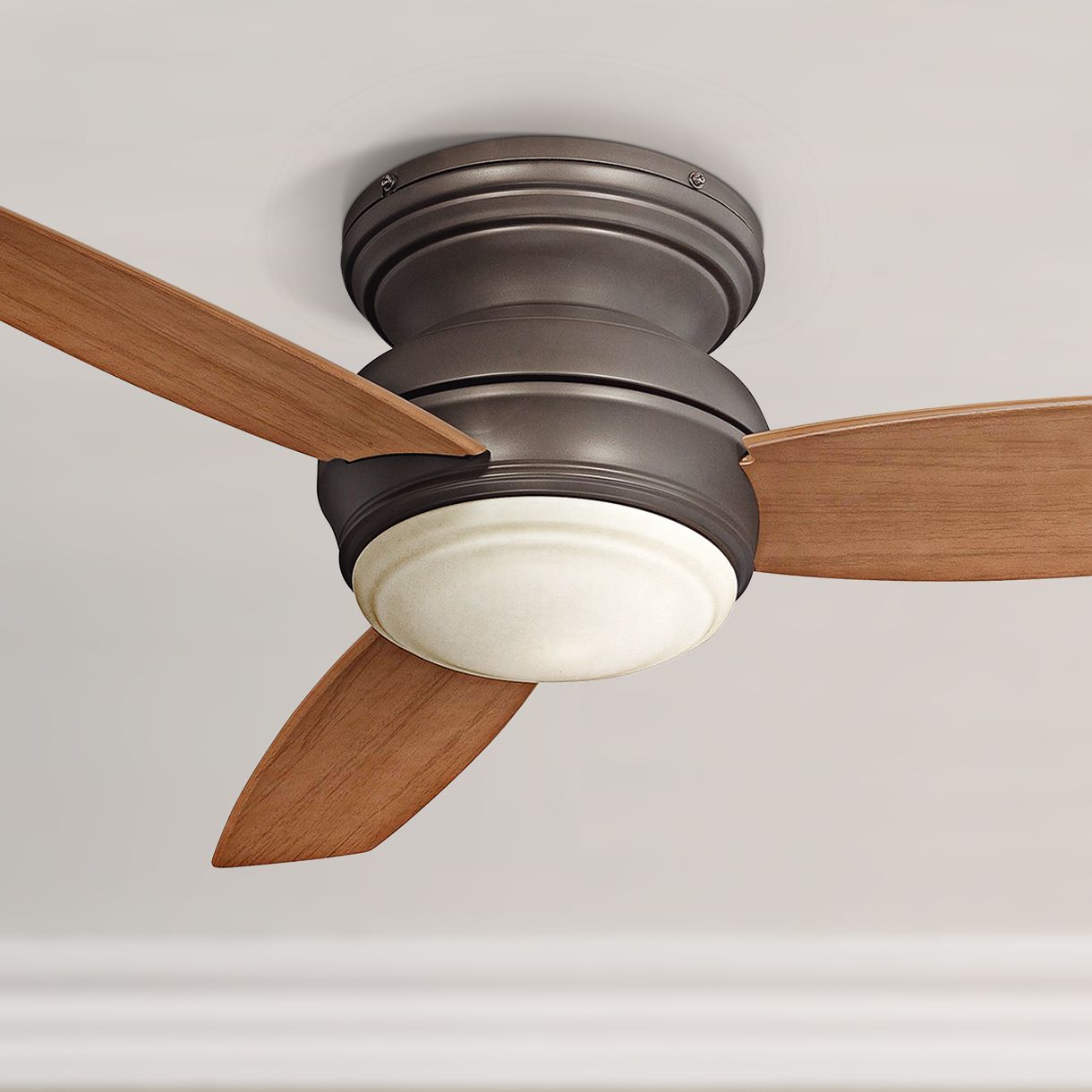44" Traditional Concept Bronze Flushmount LED Ceiling Fan