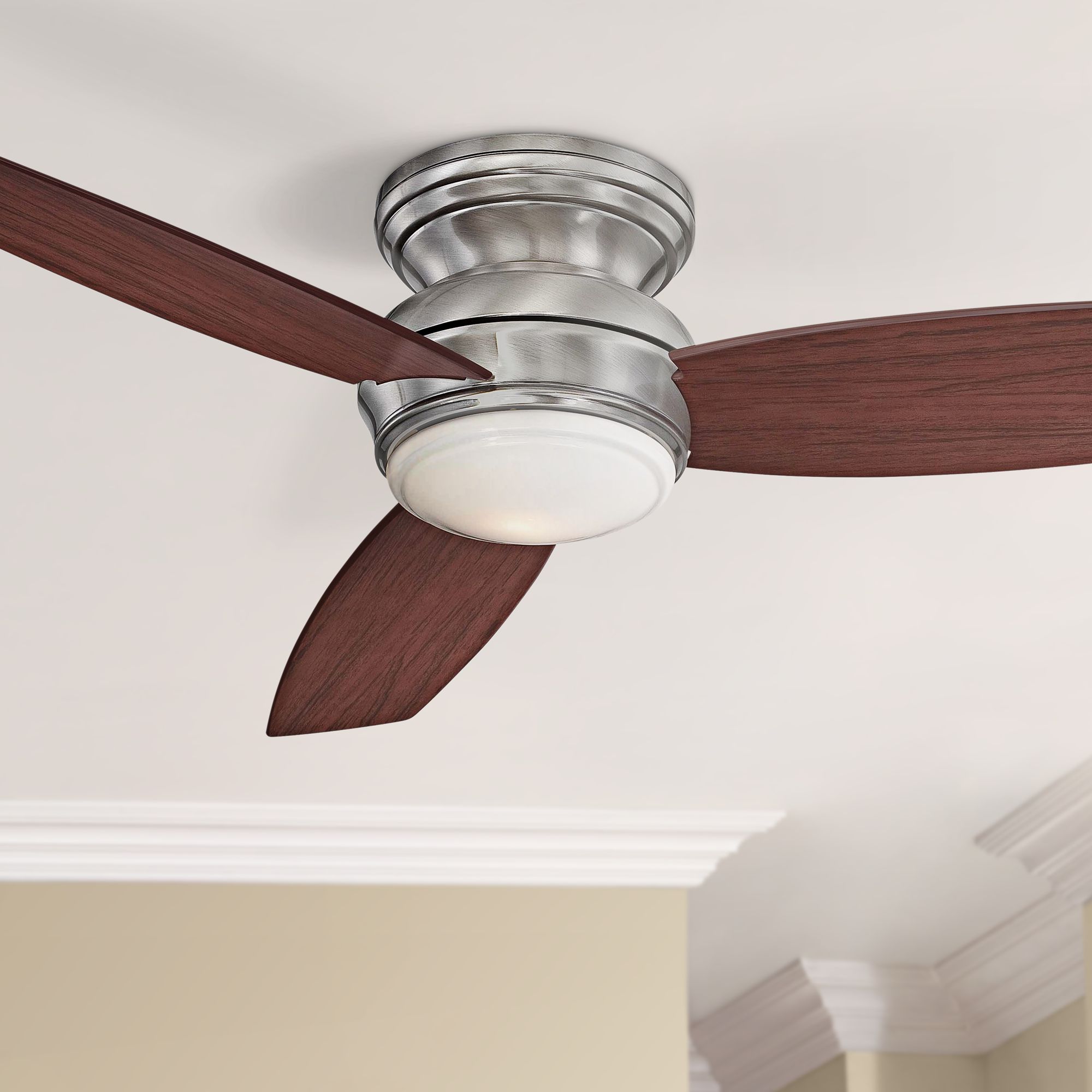 52" Traditional Concept Pewter Flushmount LED Ceiling Fan
