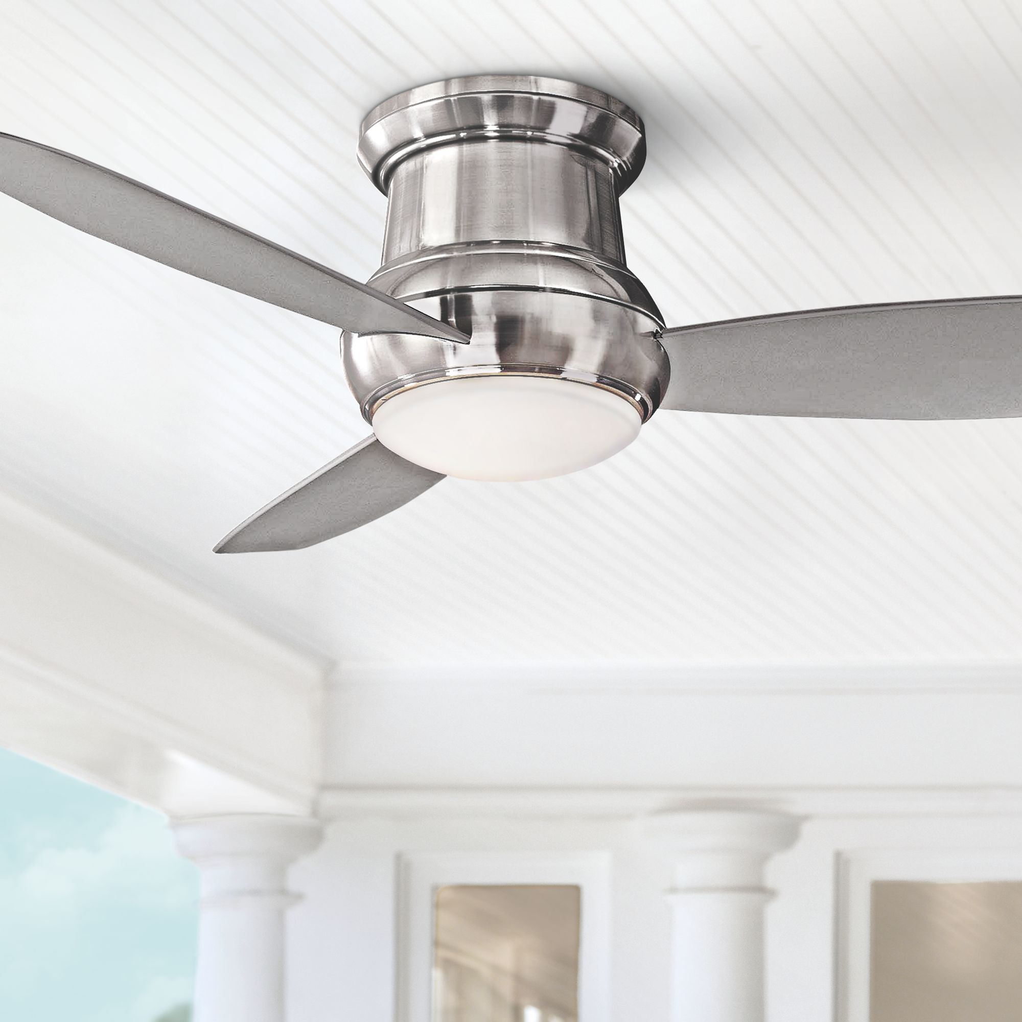 52" Concept II Brushed Nickel Wet Flushmount LED Ceiling Fan