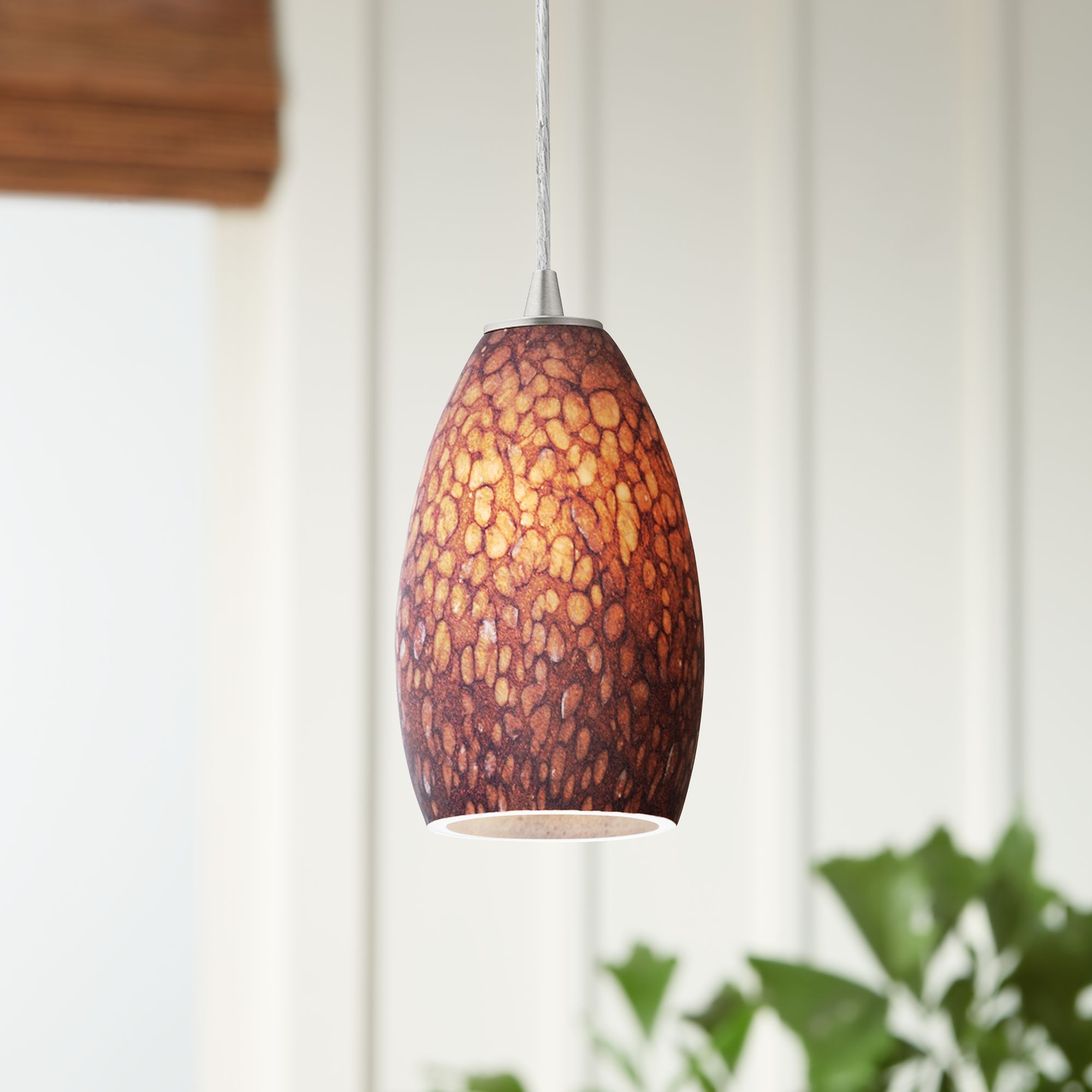 Sydney Collection Brushed Steel - Brown Stone Mini Pendant