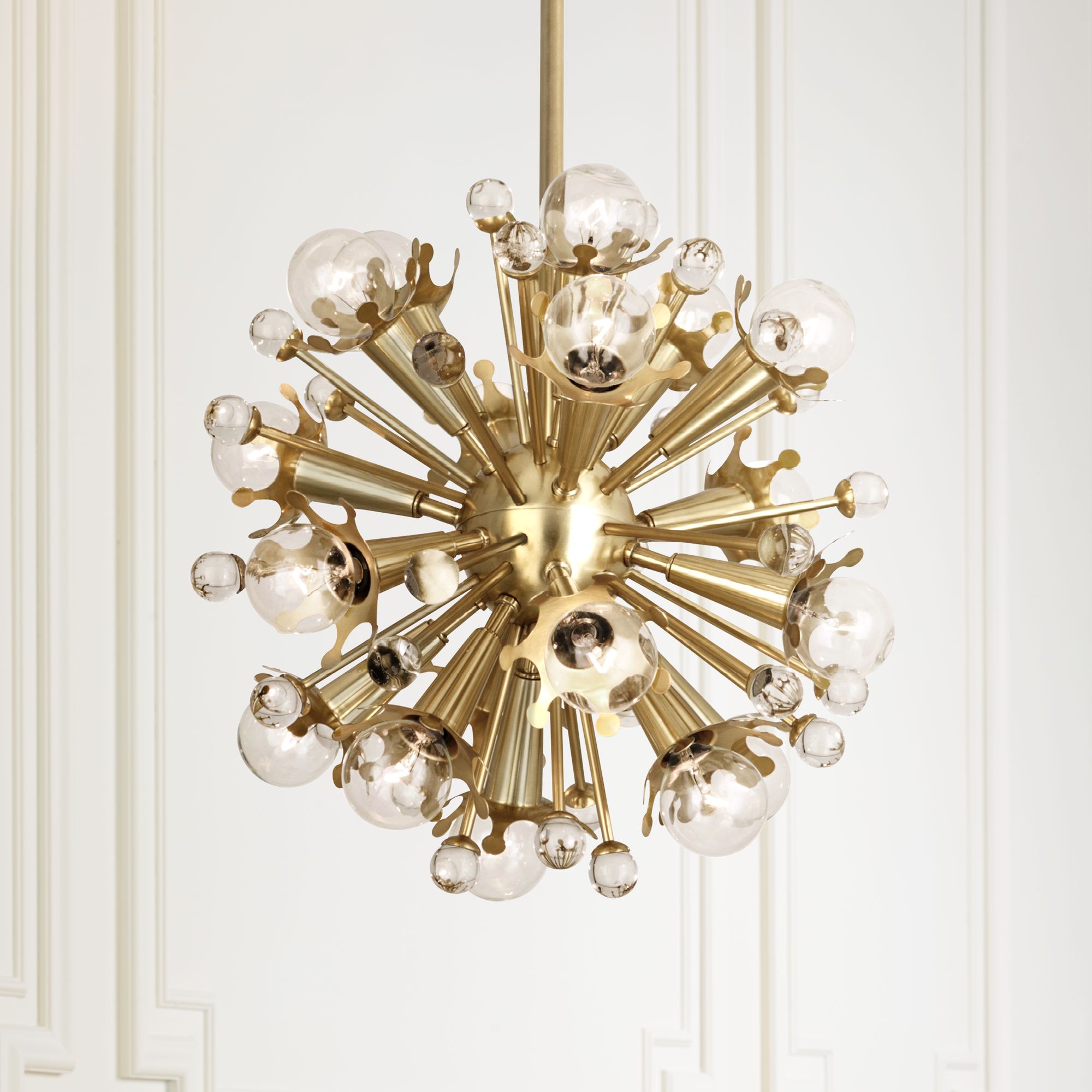 Jonathan Adler Sputnik 18 Light Antique Brass Pendant Light