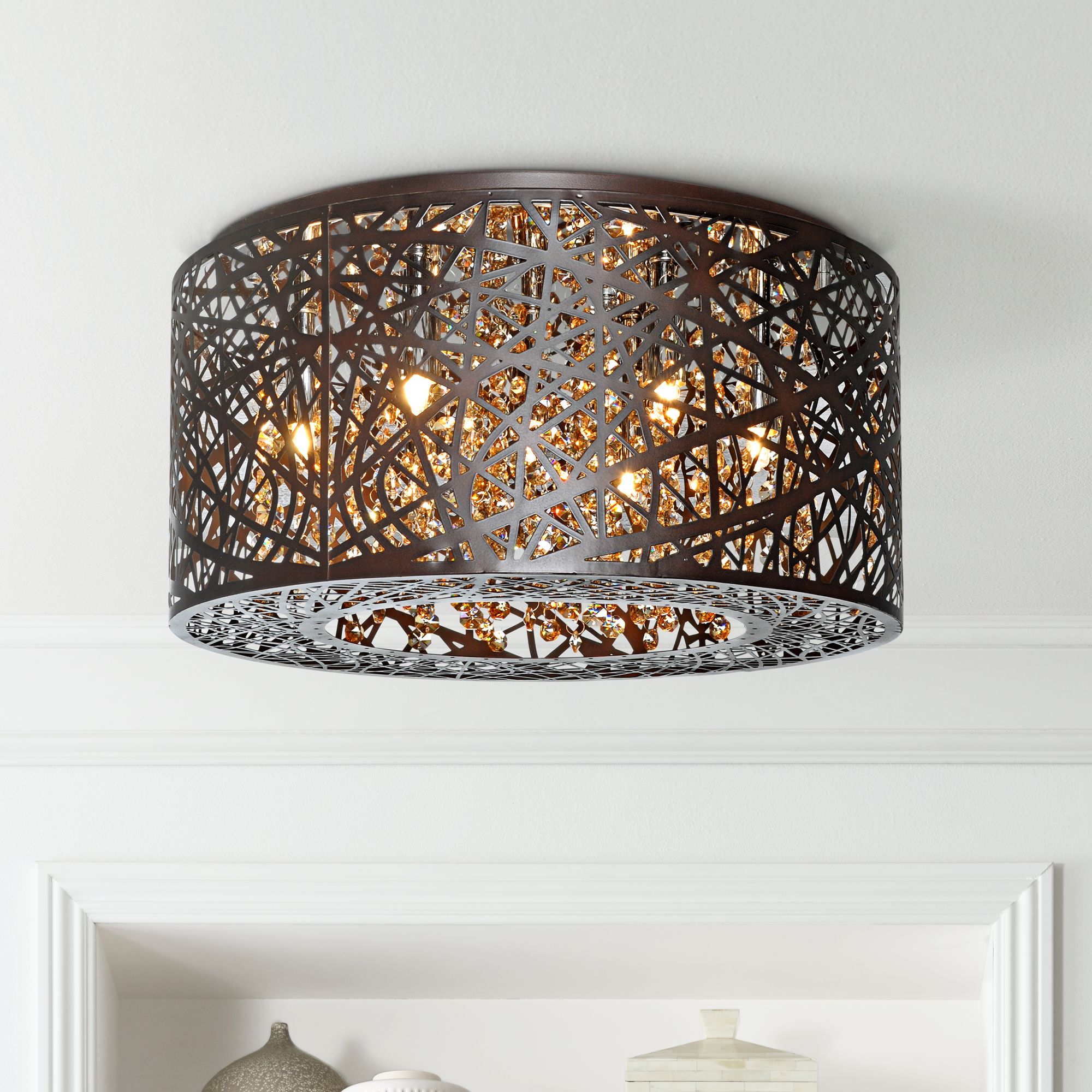 ET2 Inca 15 3/4" Wide Bronze LED Ceiling Light