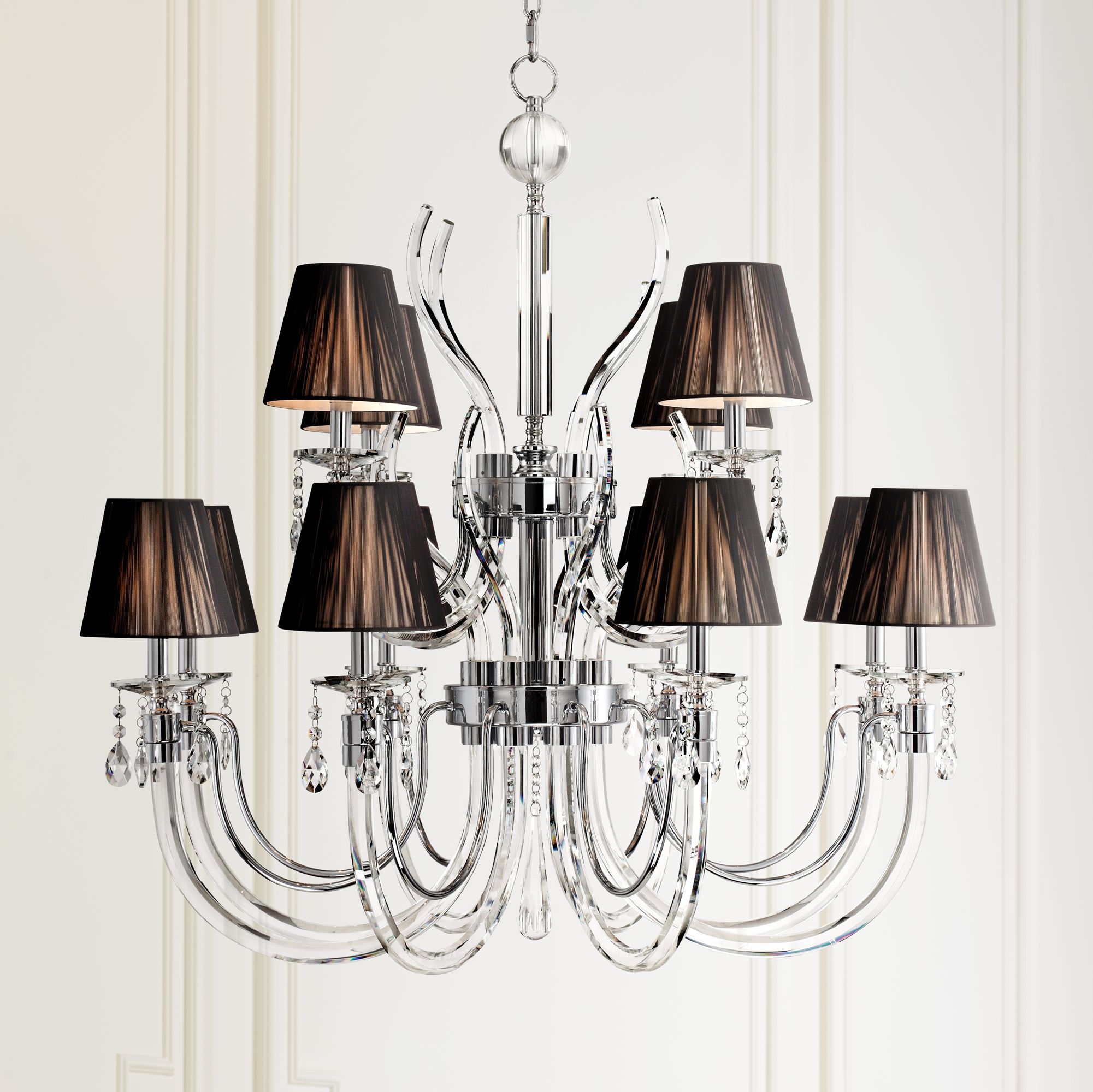 Derry Street 40" Wide Chrome and Crystal 12-Light Chandelier