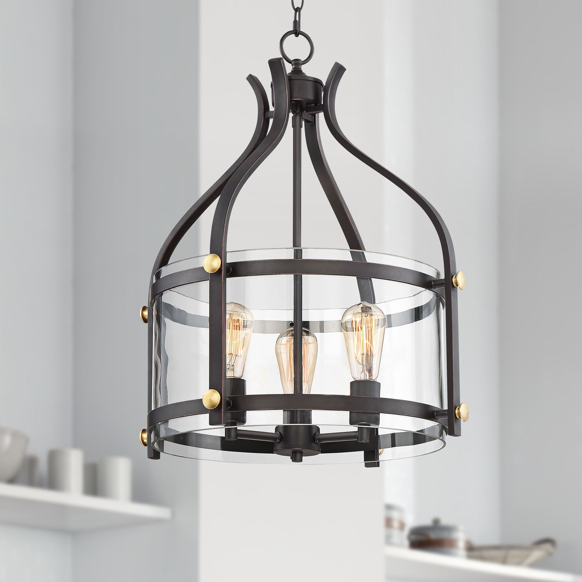 Lewisburg 3-Light 19" Wide Bronze Pendant Light