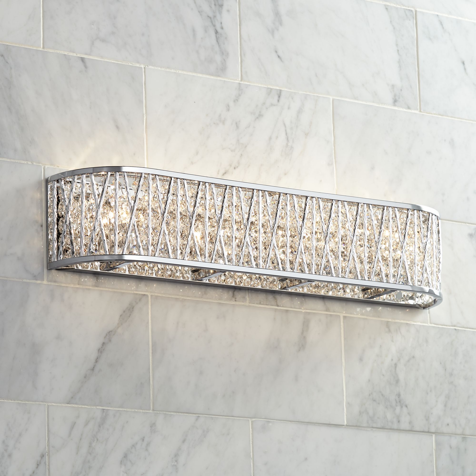 Possini Euro Woven Laser Cut 24" Wide Chrome Bath Light