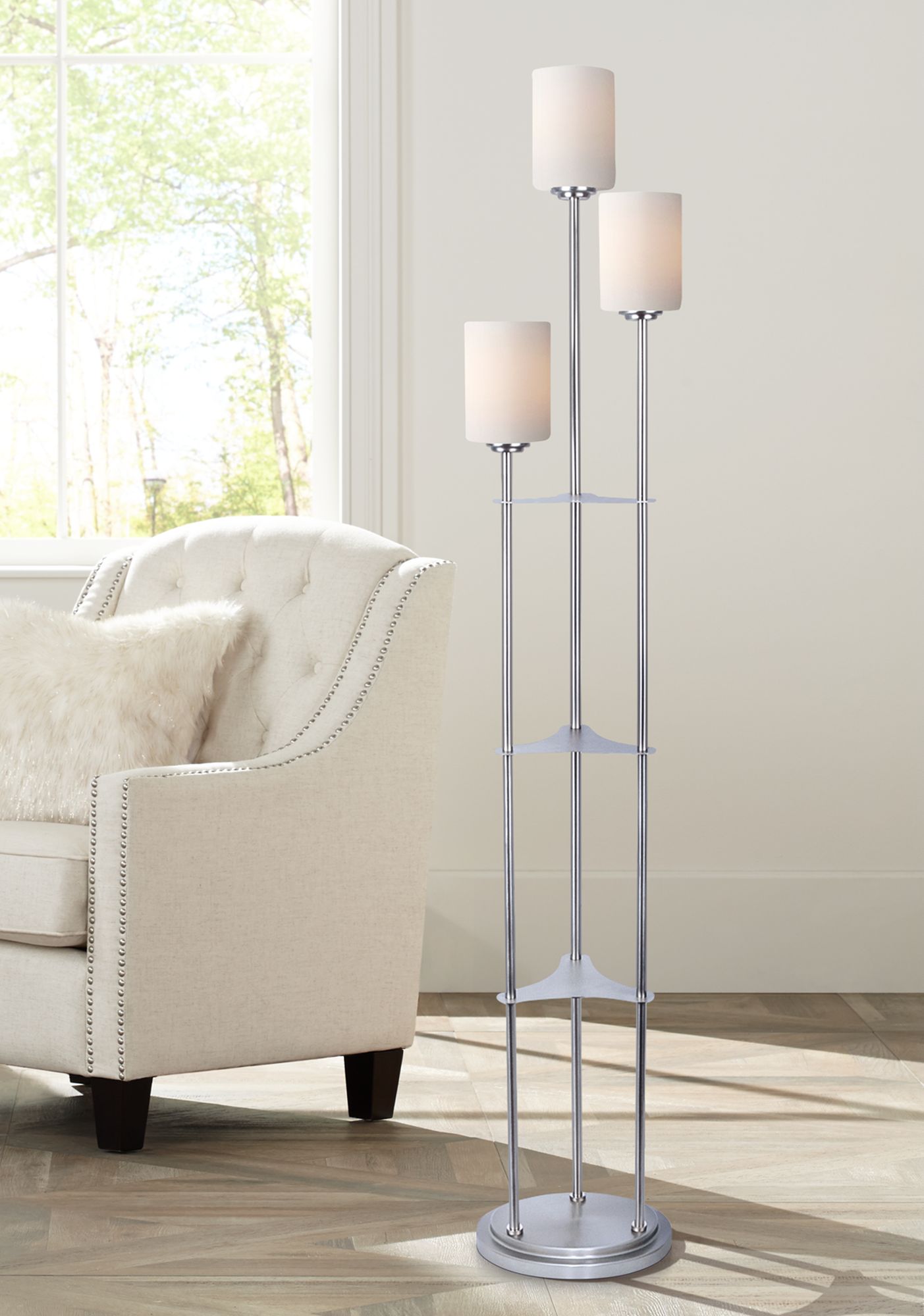 Lite Source Bess Brushed Nickel Metal 3-Light Floor Lamp