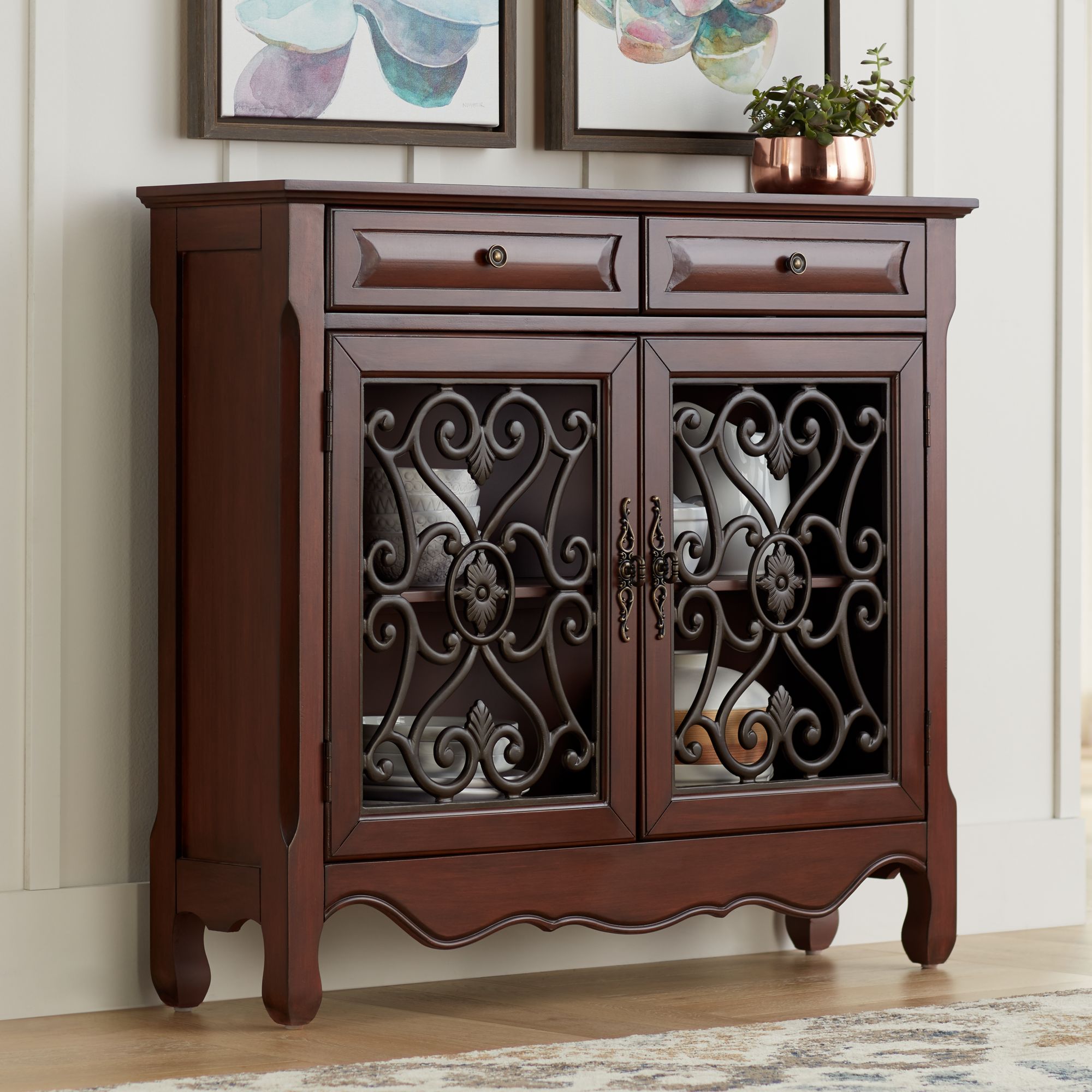 Maravilla 41" Wide Walnut Finish Console Cabinet