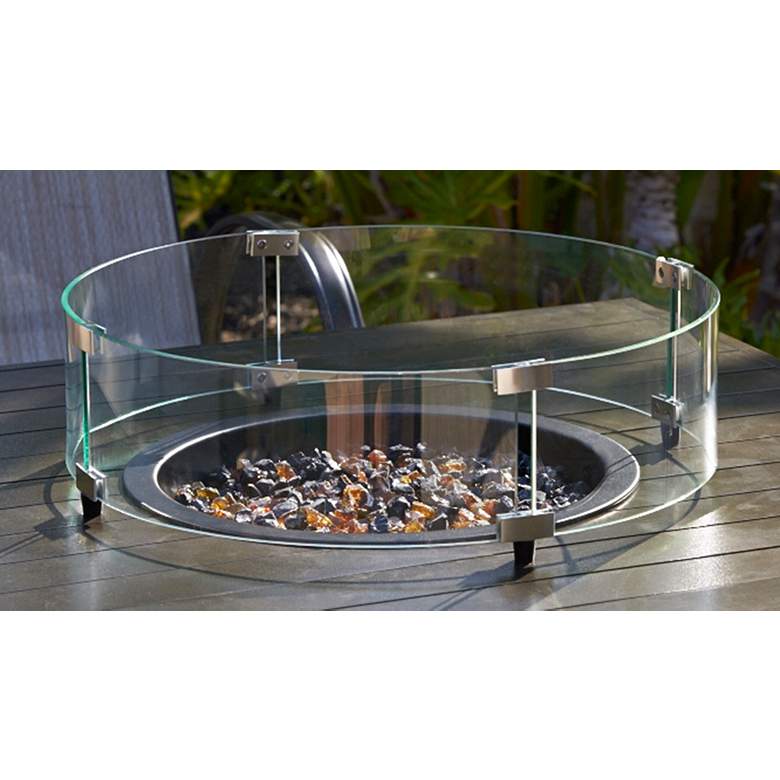 Image 1 Round Fire Table Glass Wind Screen