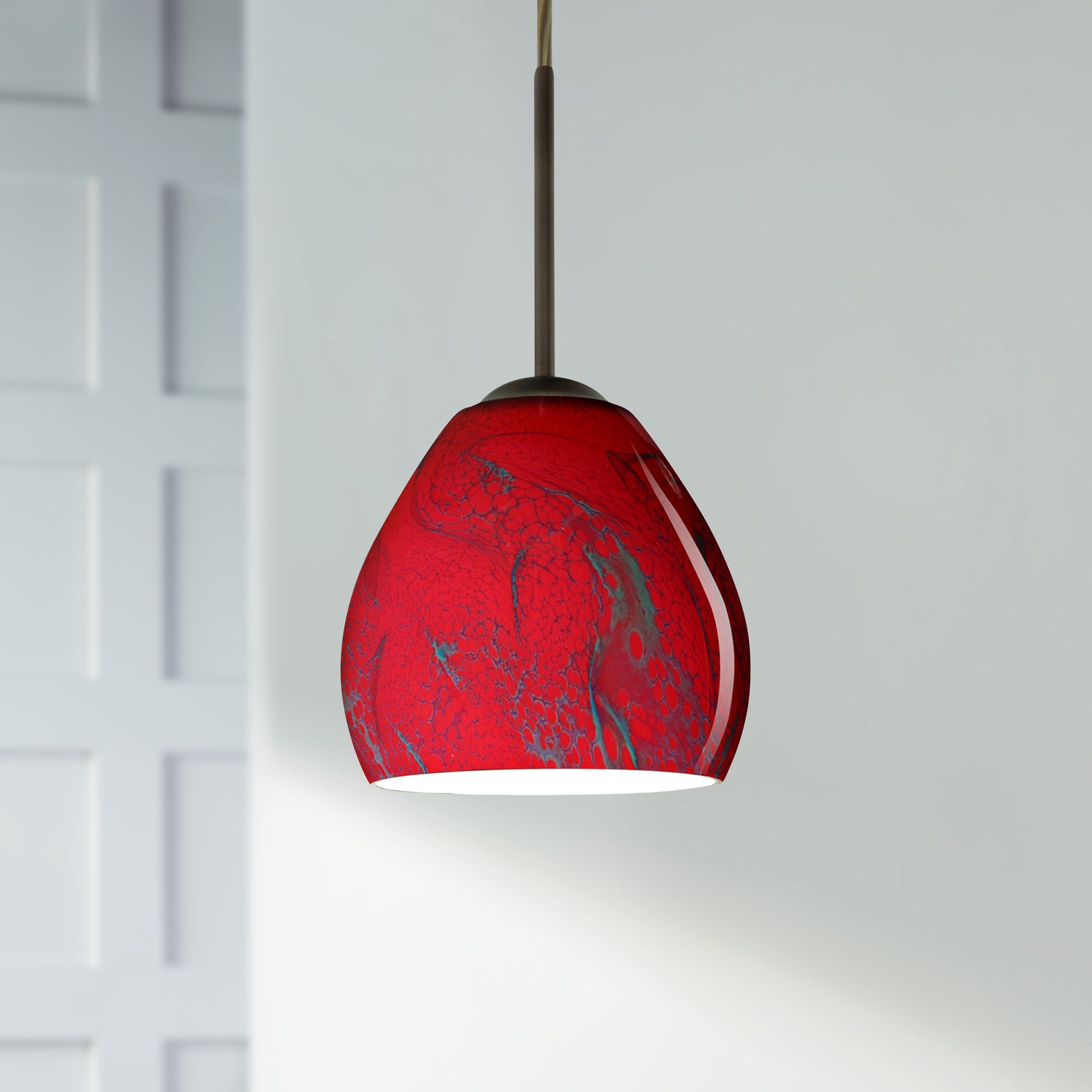 Besa Bolla 5 3/4" Wide Bronze Magma Glass LED Mini Pendant