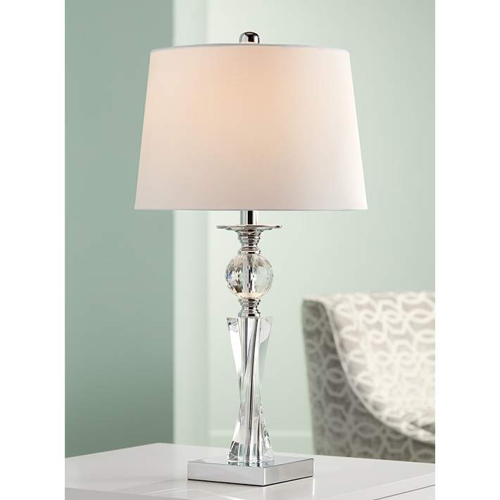 Julian Crystal Twist Column Table Lamp, Square Column Crystal Table Lamp