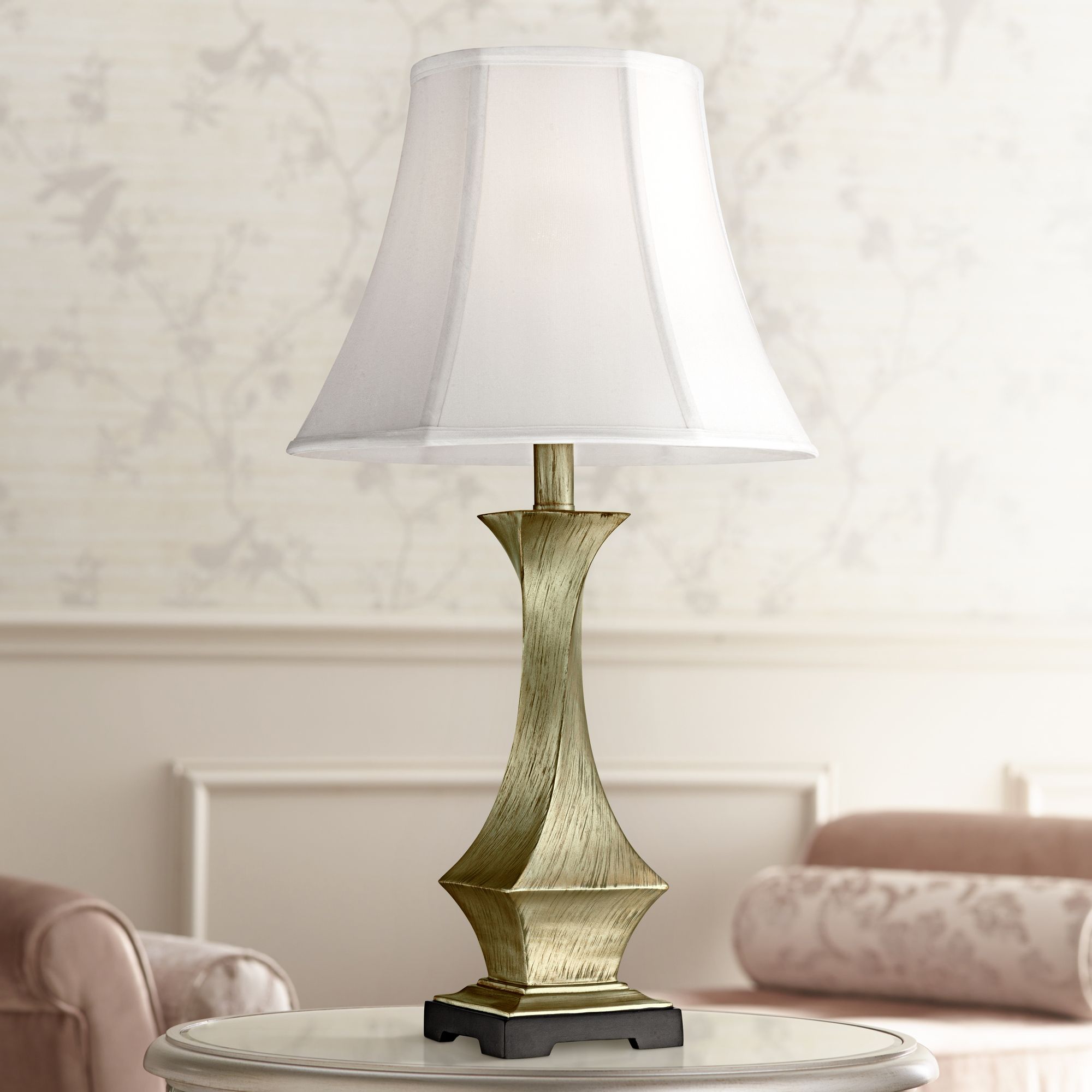 Lydia Silver Leaf Twist Table Lamp