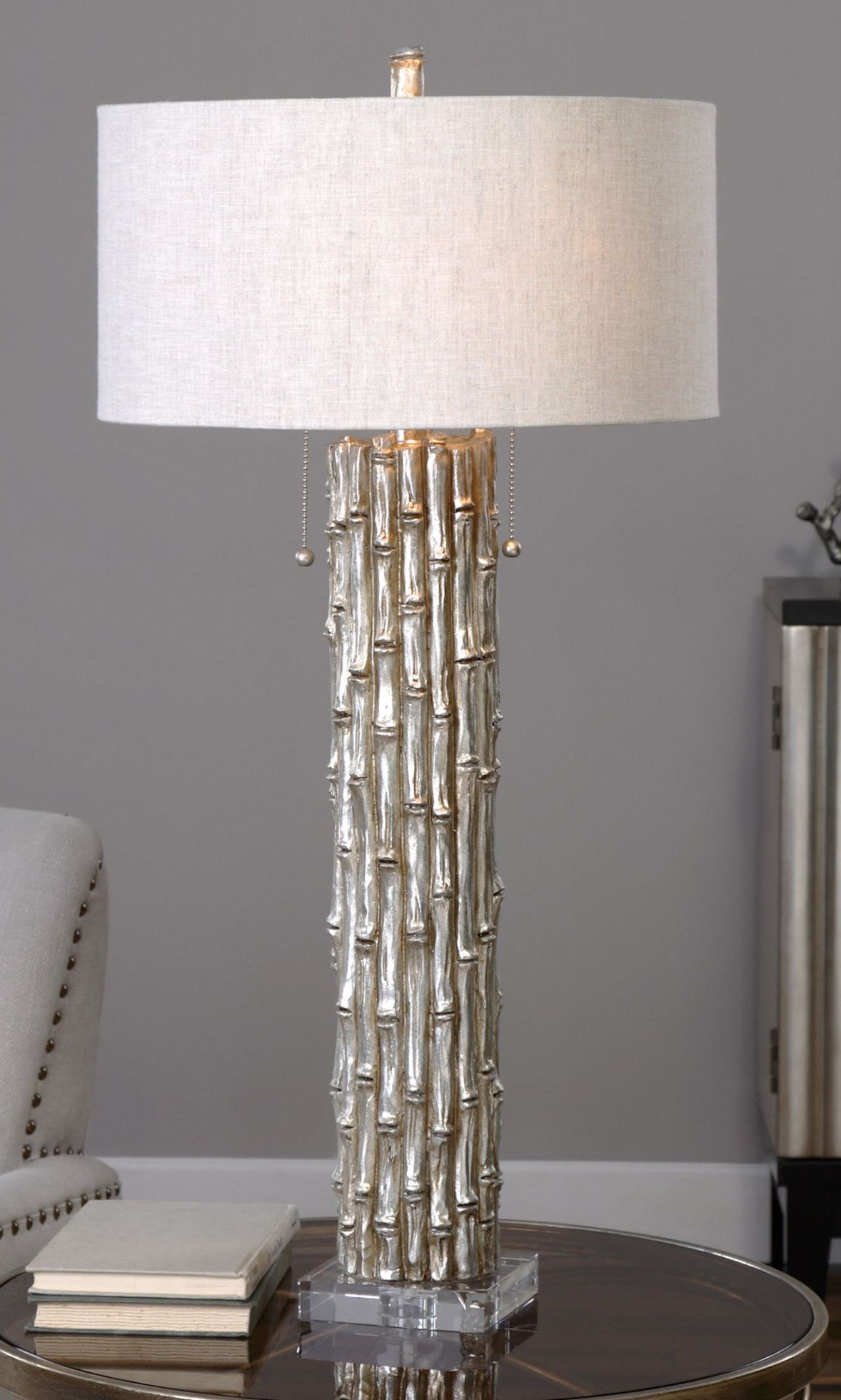 Uttermost Silver Bamboo Antiqued Metallic Table Lamp