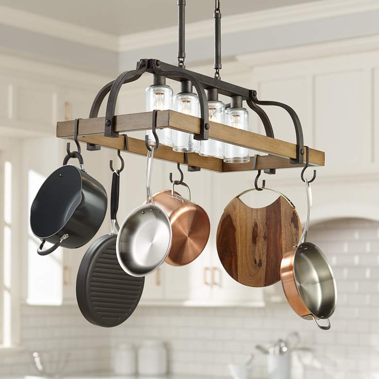 Eldrige 36 1 2 Quot Wide 4 Light Bronze Pot Rack Chandelier
