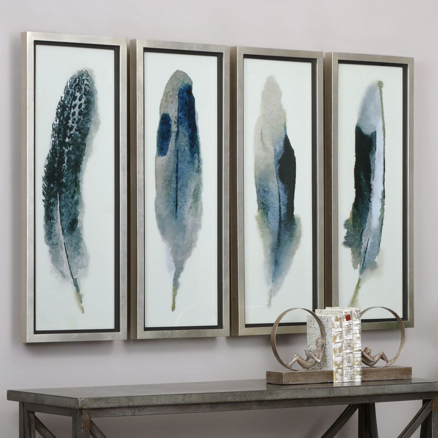 Feathered Beauty 4-Piece 38 1/4" High Framed Wall Art Set