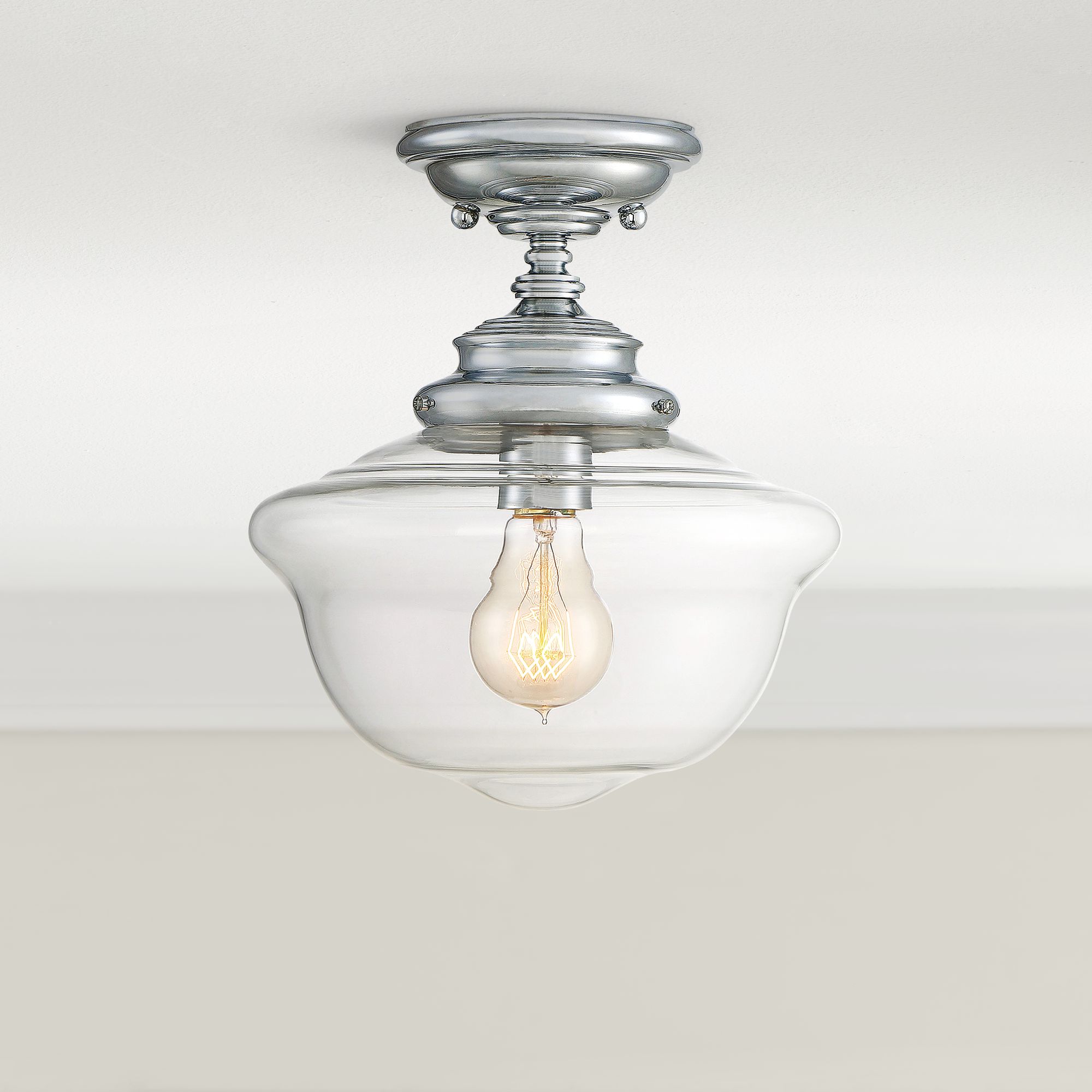 Savoy House Schoolhouse 10" Wide Chrome Ceiling Light