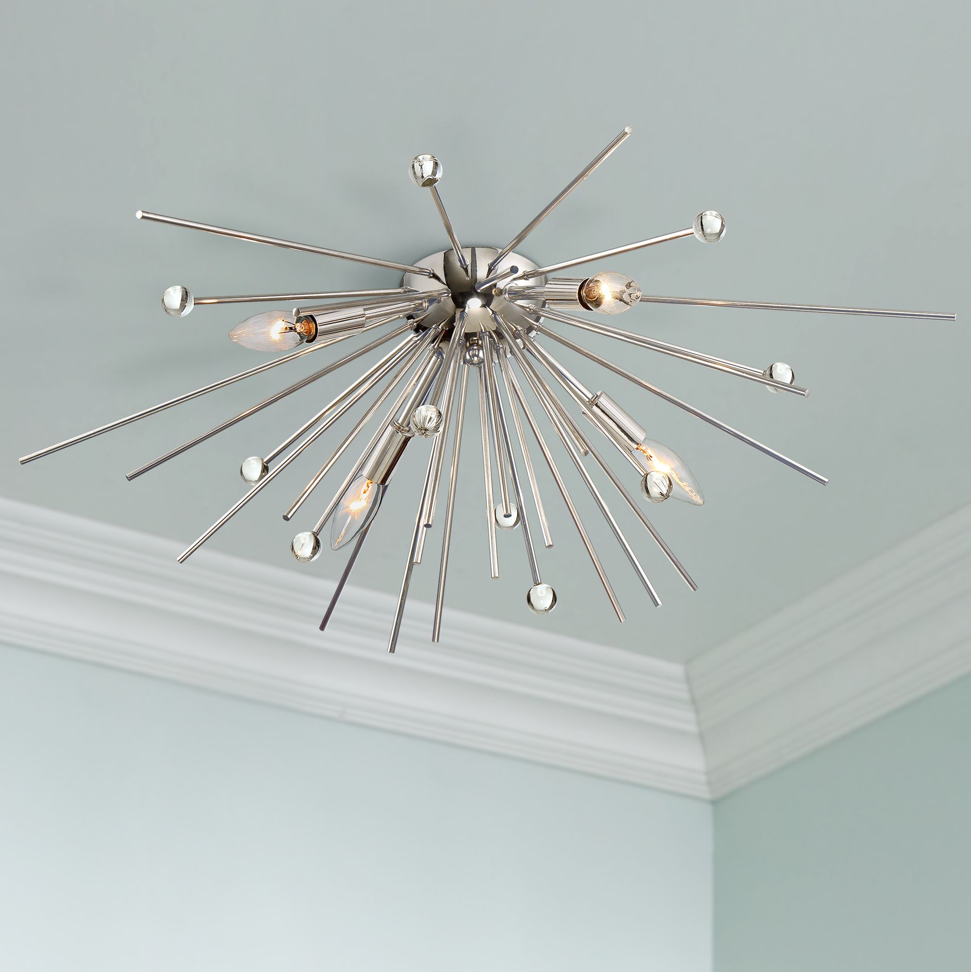 Possini Euro Janae 29" Wide Polished Nickel Ceiling Light