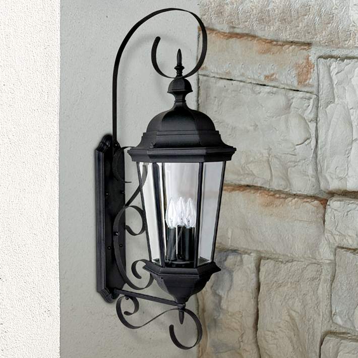 Black Outdoor Wall Light, Large Outdoor Wall Sconce Lighting