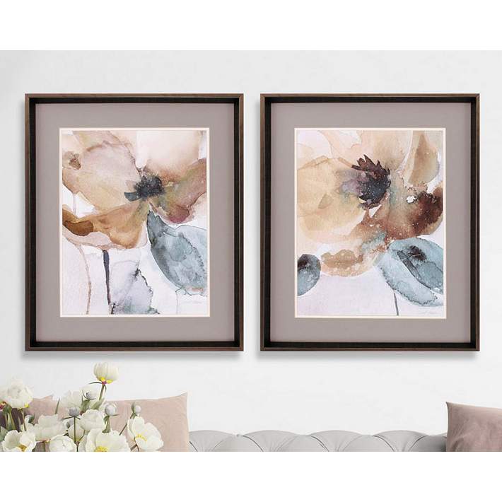 Watercolor Poppy 2-Piece 27" High Framed Wall Art Set - #1H937 | Lamps Plus
