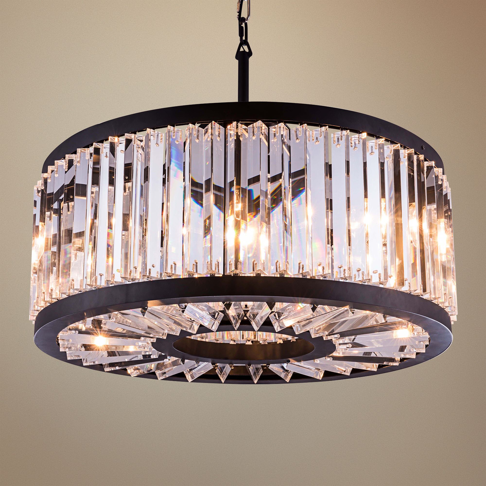 Chelsea Mocha Brass 28" Wide Crystal Pendant Light