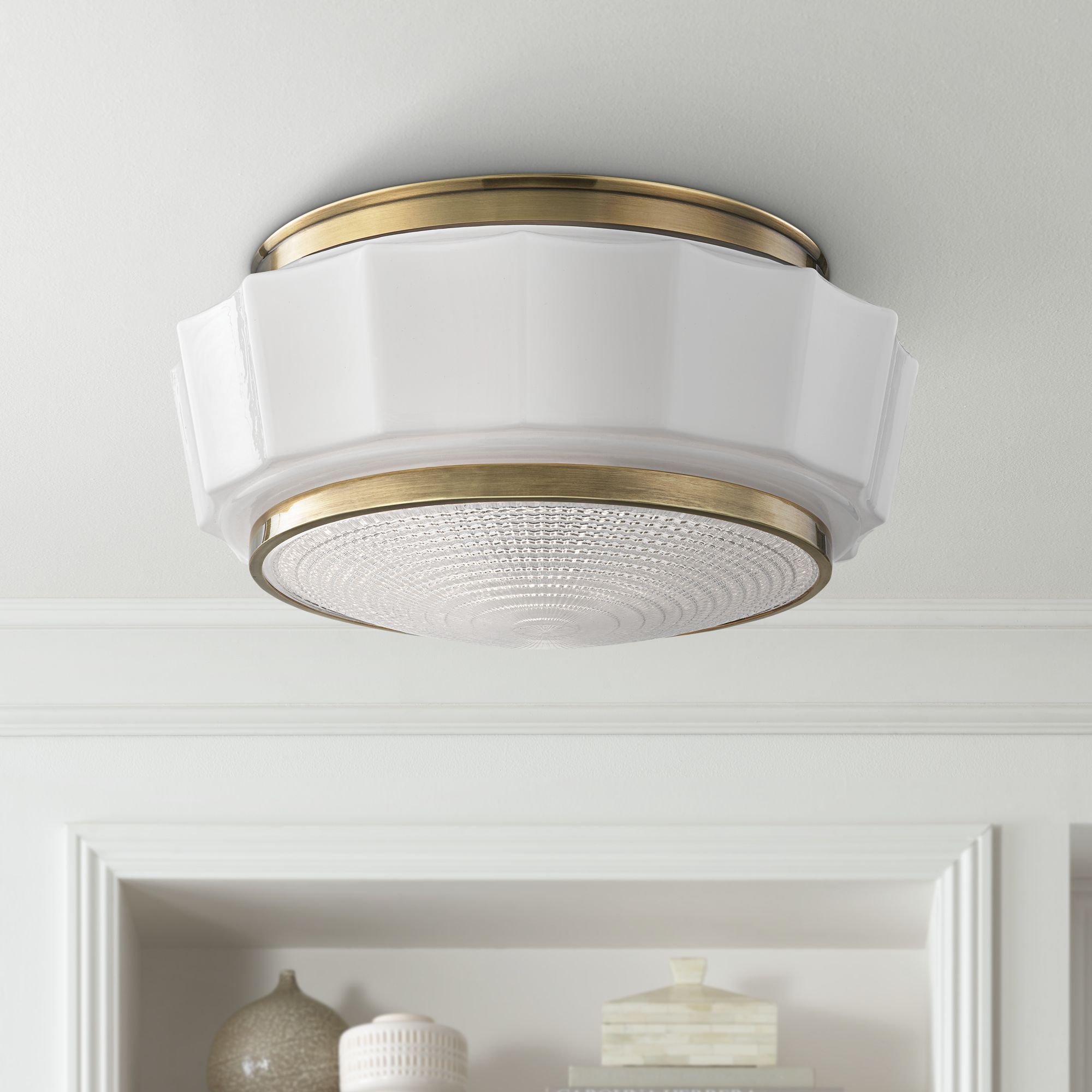 Hudson Valley Odessa 13 1/2" Wide Aged Brass Ceiling Light