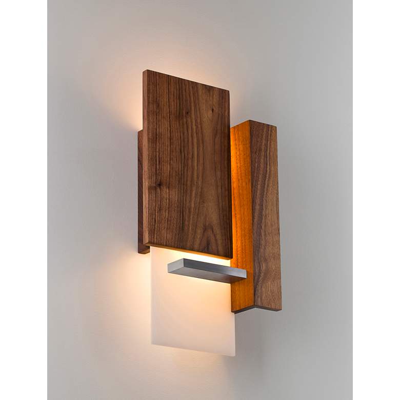 Vesper 15&quot; High Oiled Walnut LED Wall Sconce