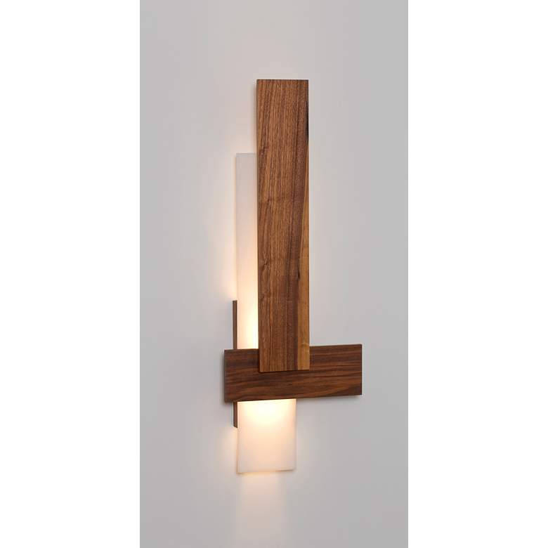Cerno Sedo 36&quot; High Oiled Walnut LED Wall Sconce