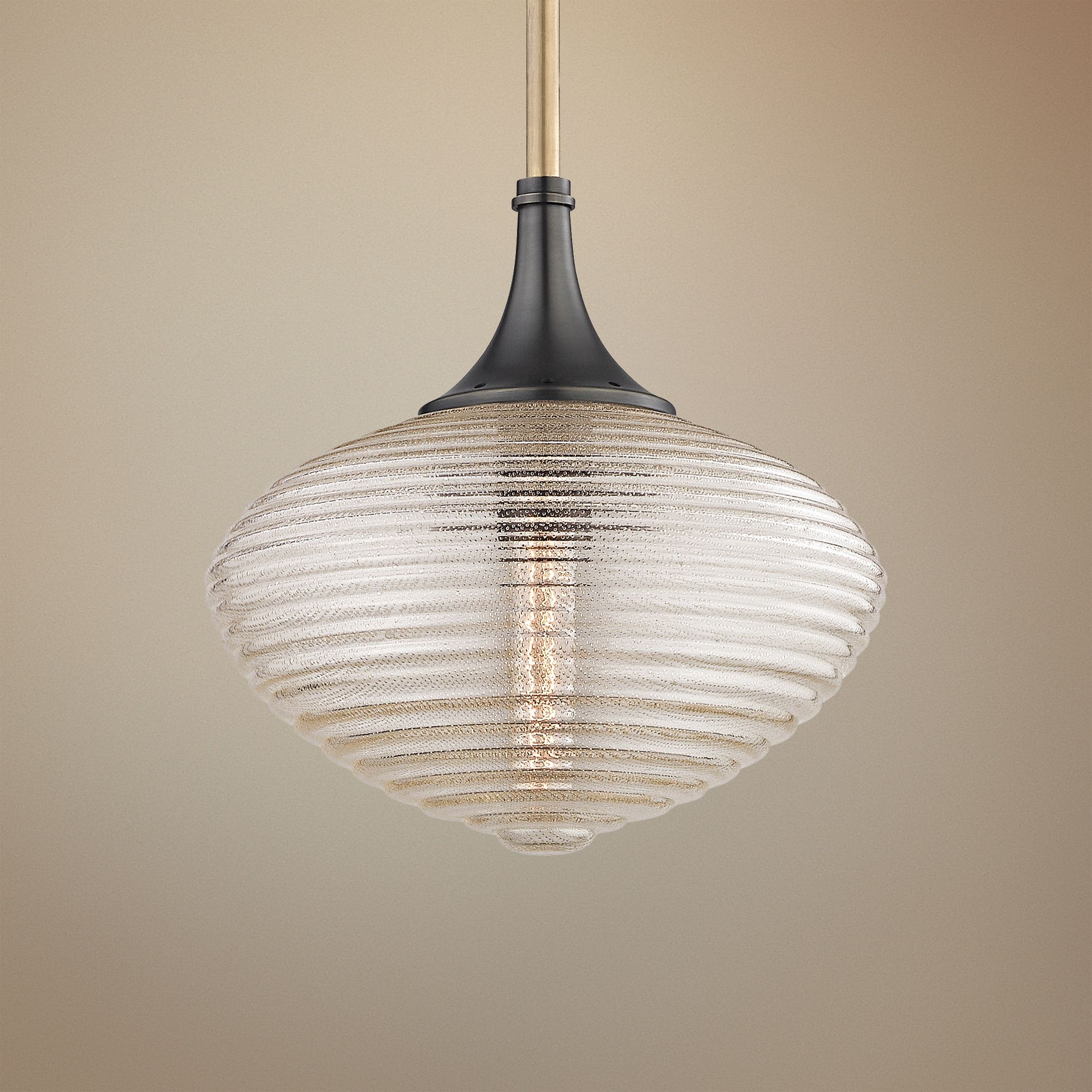 Hudson Valley Knox 12"W Old Bronze Clear Glass Mini Pendant