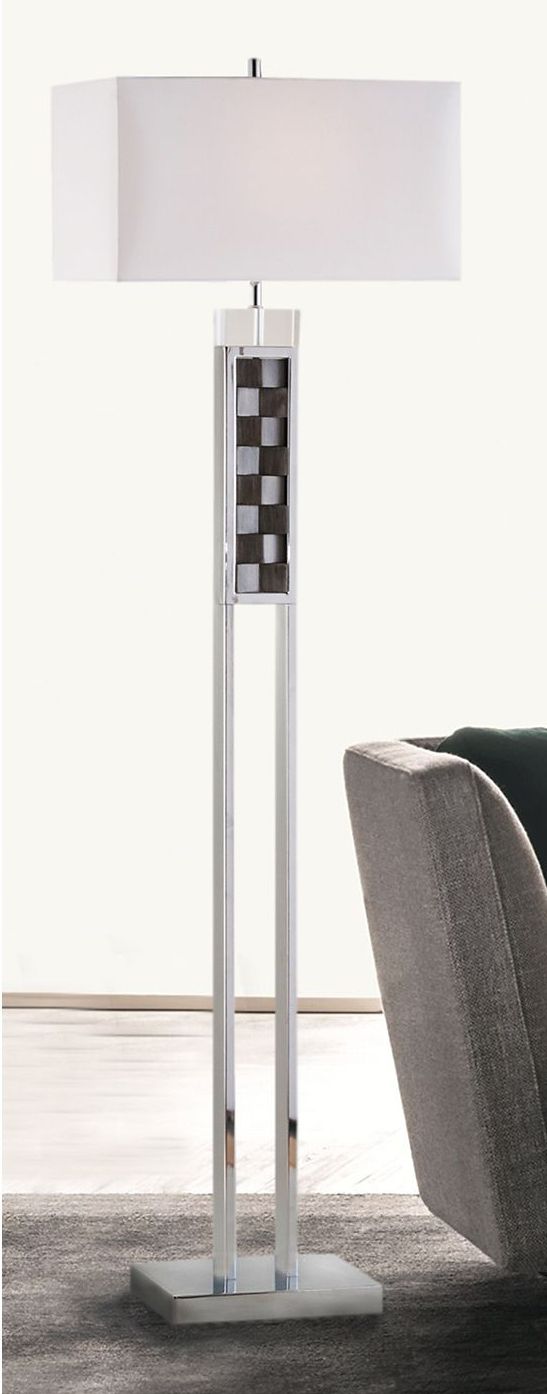 Nova Textura Chrome and Charcoal Checkerboard Floor Lamp