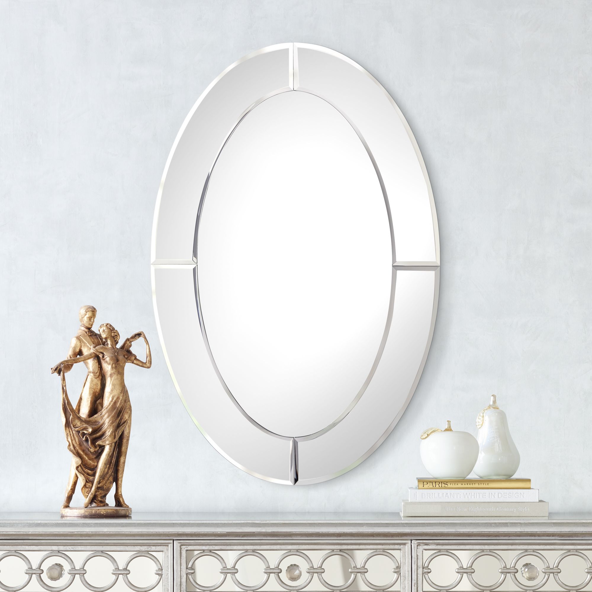 Carlita Beveled 23 3/4" x 36" Oval Frameless Mirror