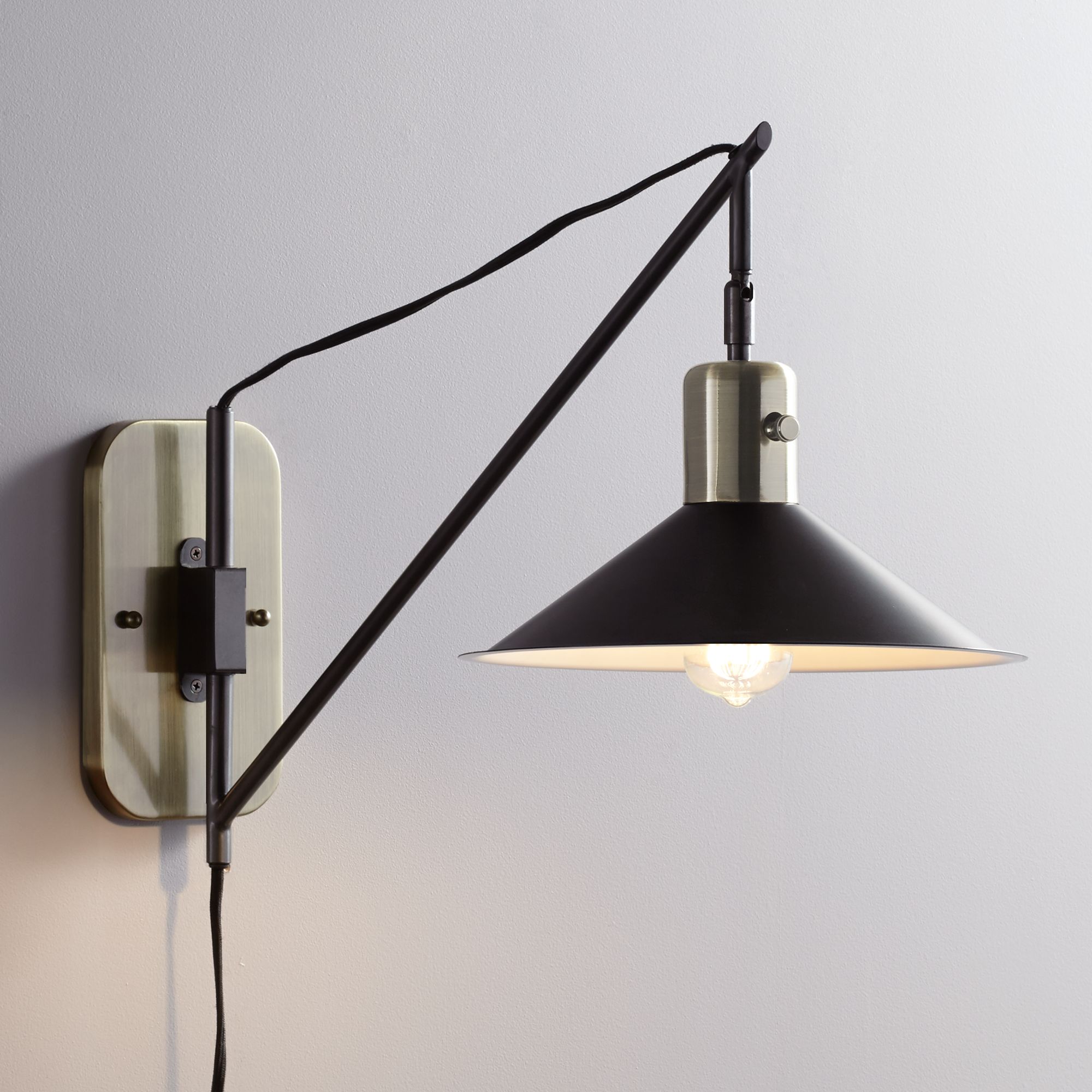 Perrey Gun Metal and Antique Brass 17 1/2"H LED Swing Arm