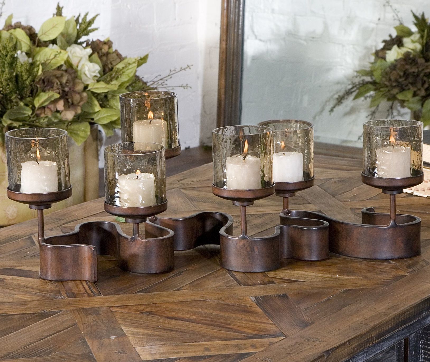 Uttermost Ribbon Bronze Iron Pillar Candle Holder 1M731 Lamps Plus