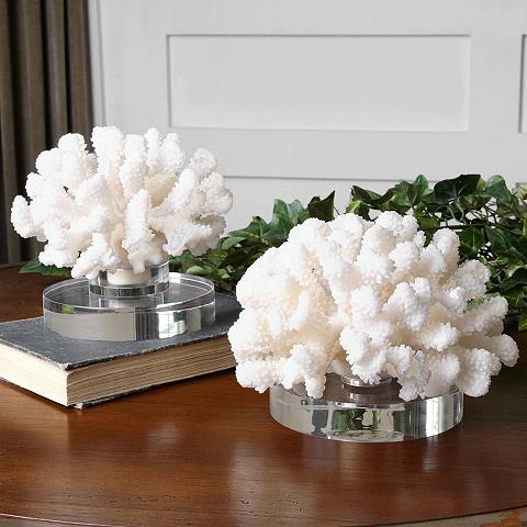Uttermost Hard Cream Coral 2-Piece Accent Sculpture Set