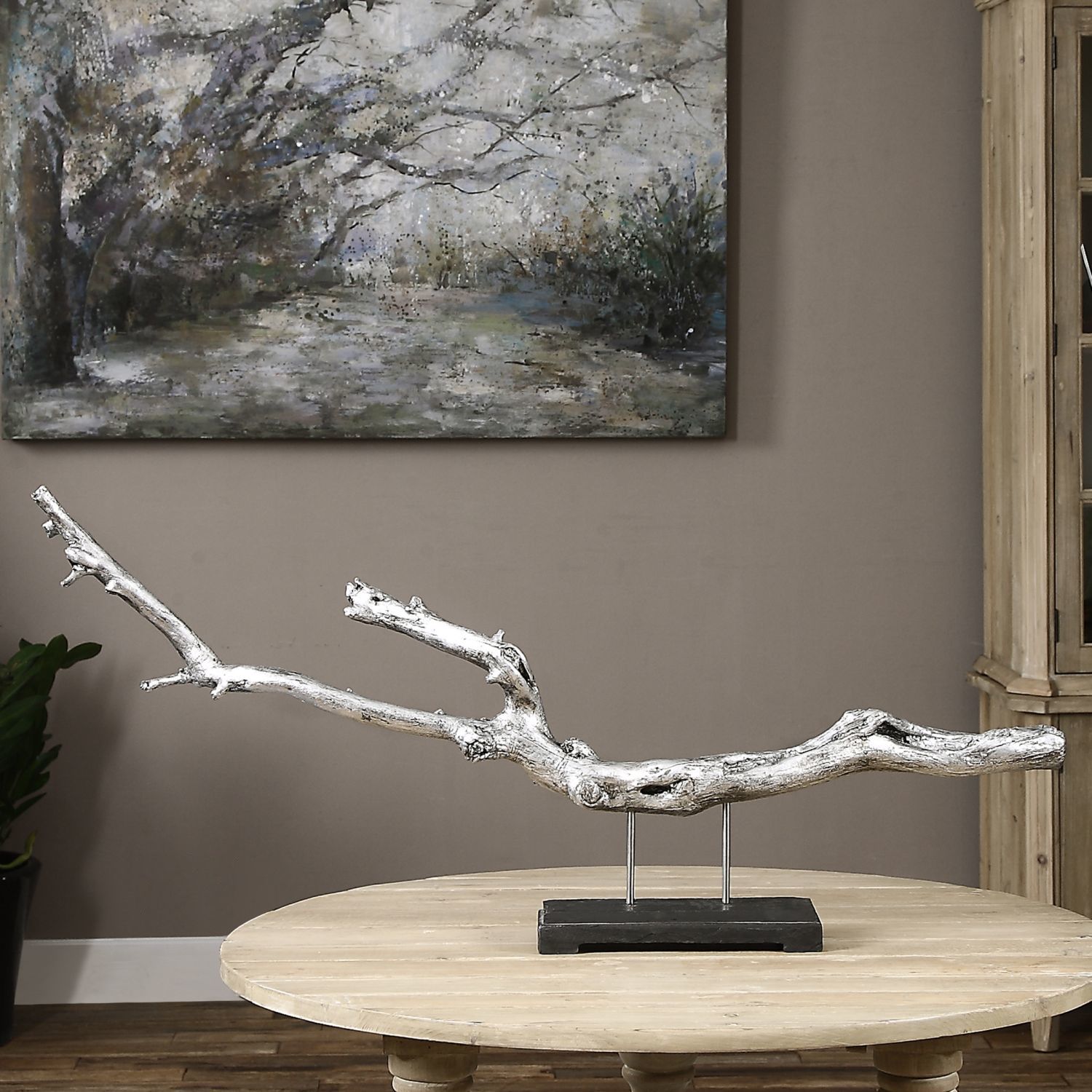 Uttermost Becan 44" Wide Silver Finish Driftwood Sculpture