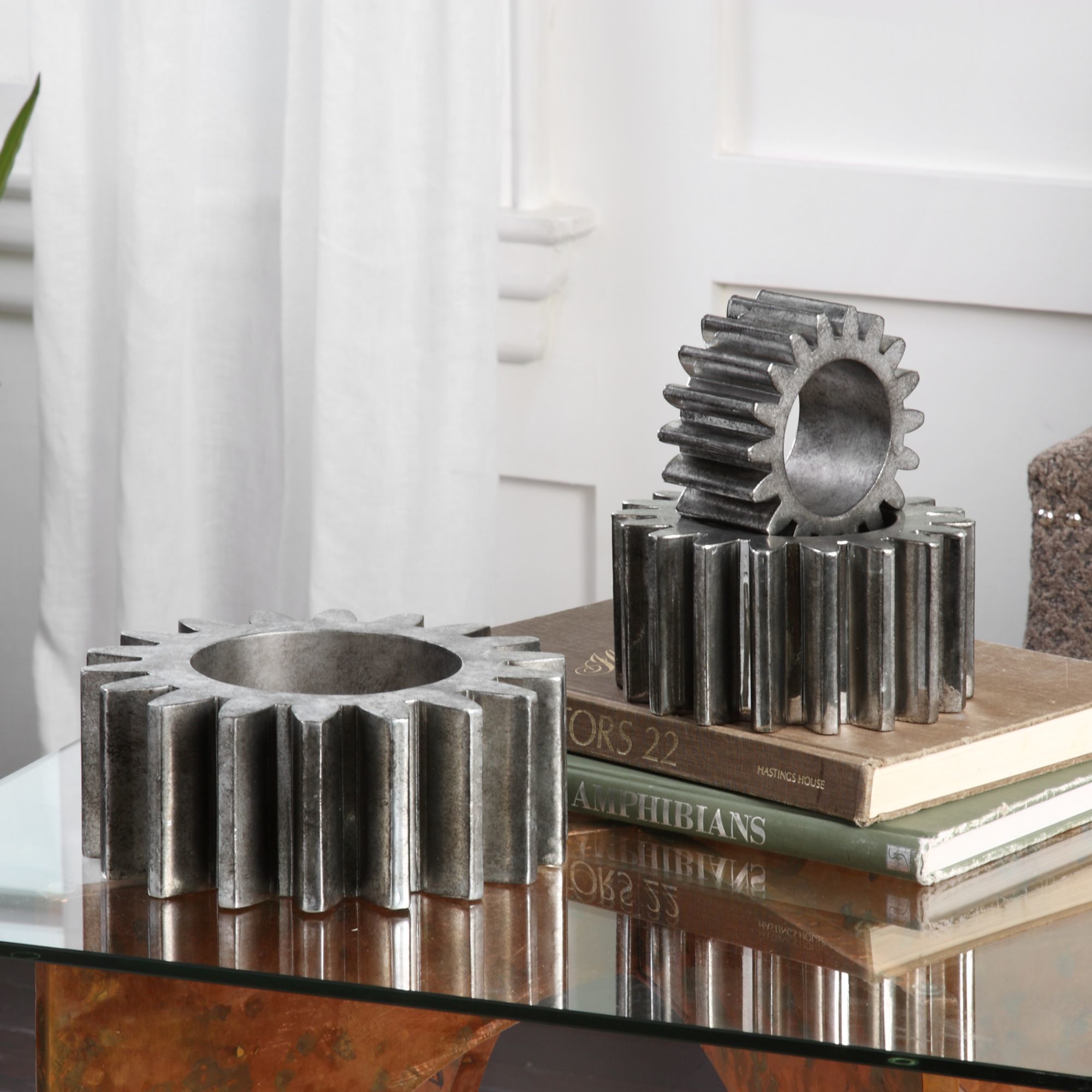 Uttermost Industrial Gears Silver Sculptures