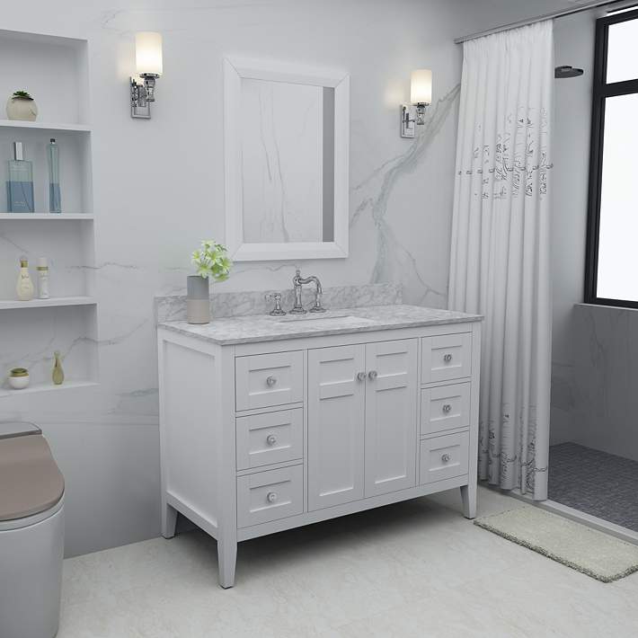 Maili White 48 Italian Marble Single, Craftsman Style Bathroom Vanity