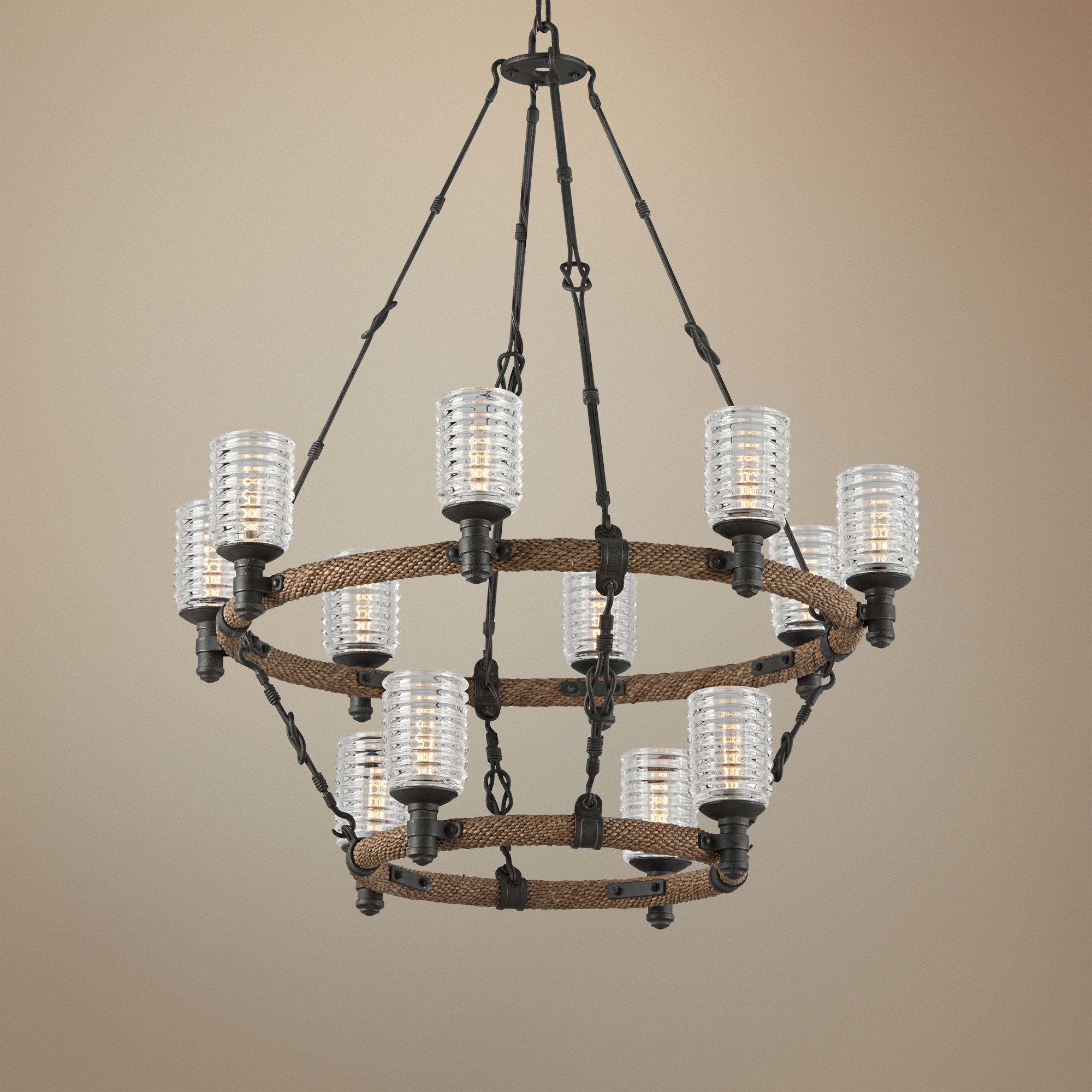 Embarcadero 30" Wide Shipyard Bronze Chandelier