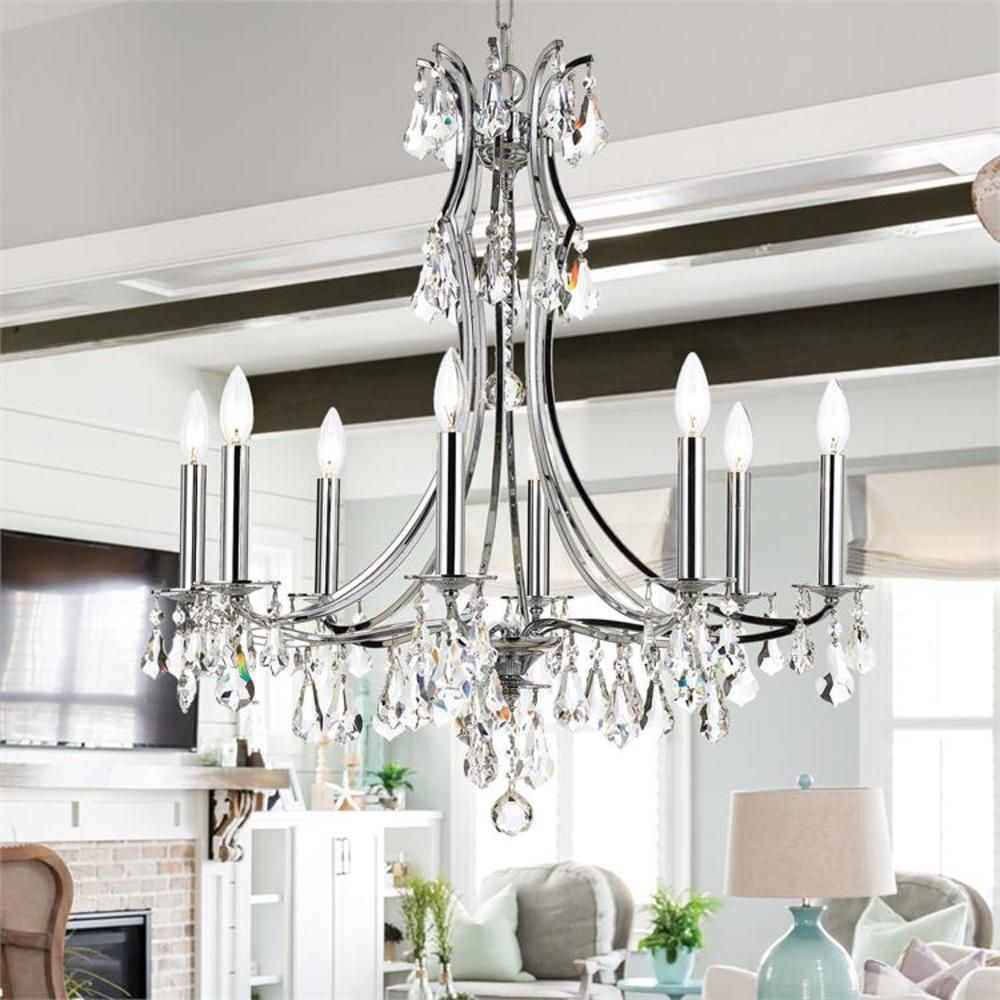 Crystorama Cedar 27"W Polished Chrome 8-Light Chandelier