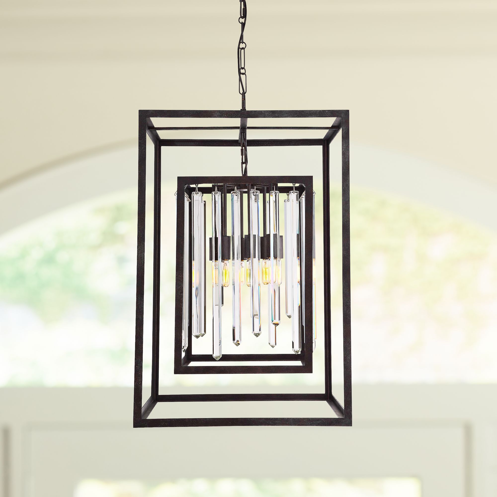 Crystorama Hollis 31"H Forged Bronze Box Pendant Light