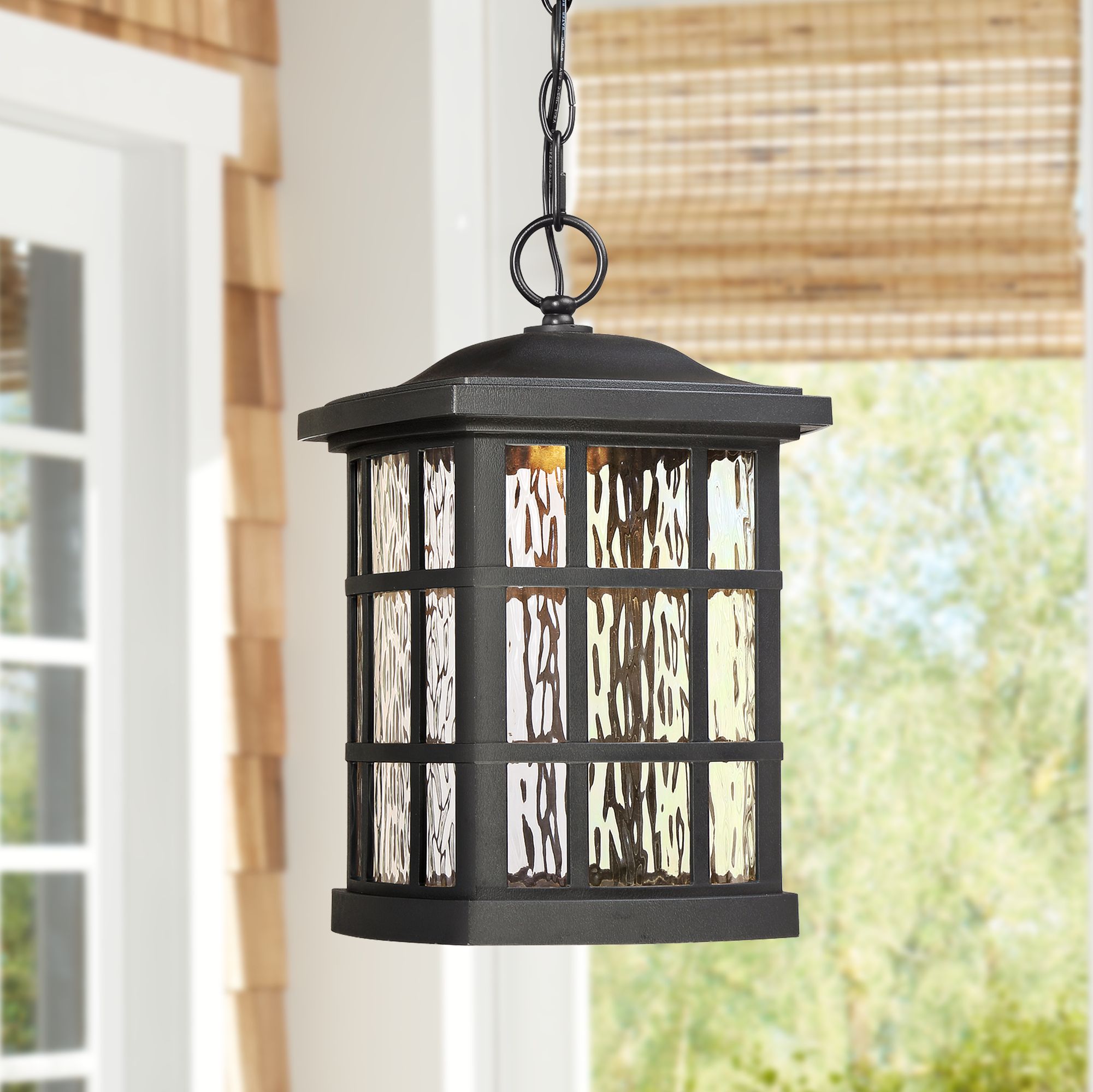 Stonington 15"H Mystic Black LED Outdoor Hanging Light