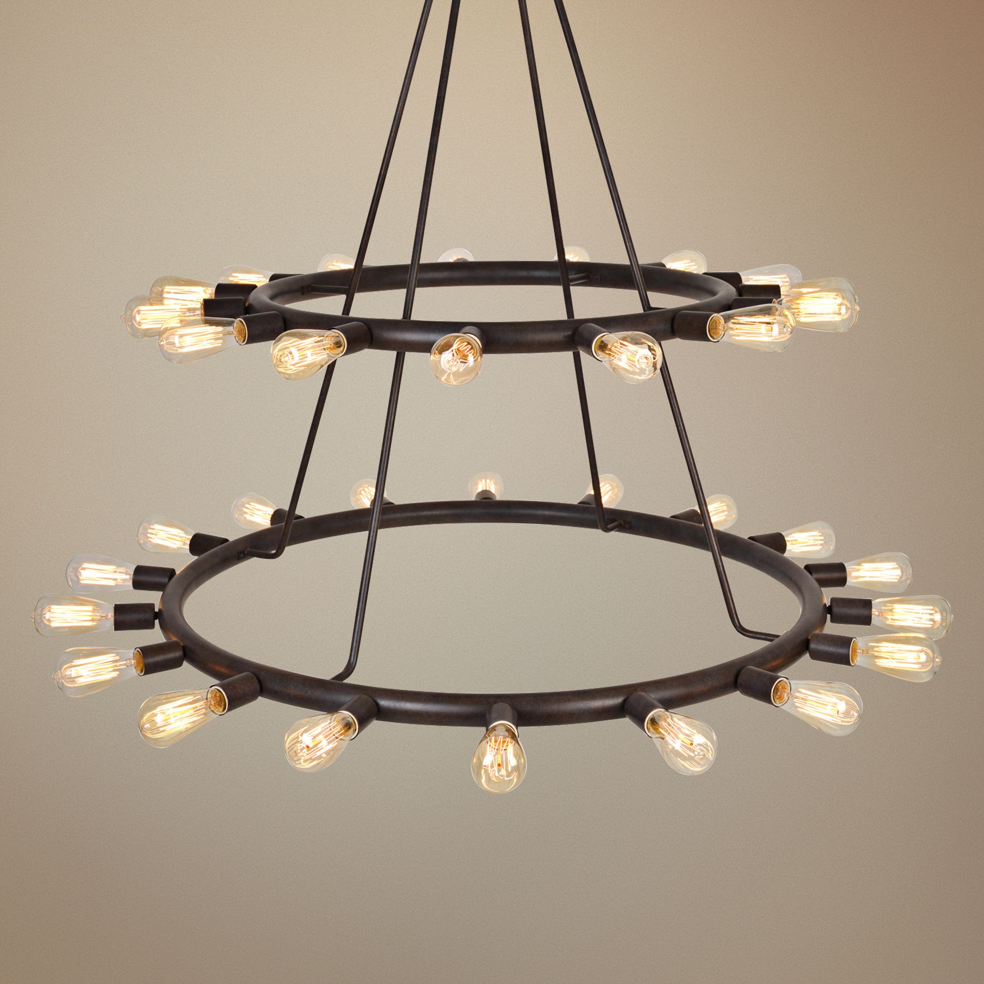 Dakota 42" Wide Bronze 33-Light Wagon Wheel Ring Chandelier