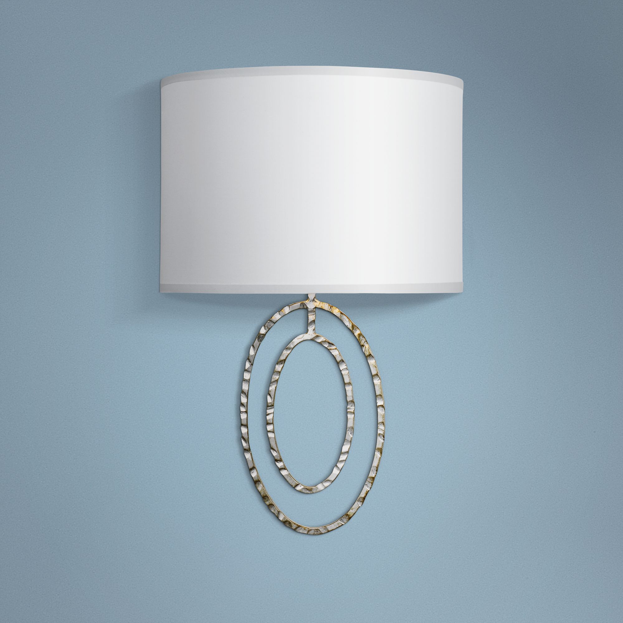 Crystorama Jolie 13" High 2-Ring Hammered Silver Wall Sconce