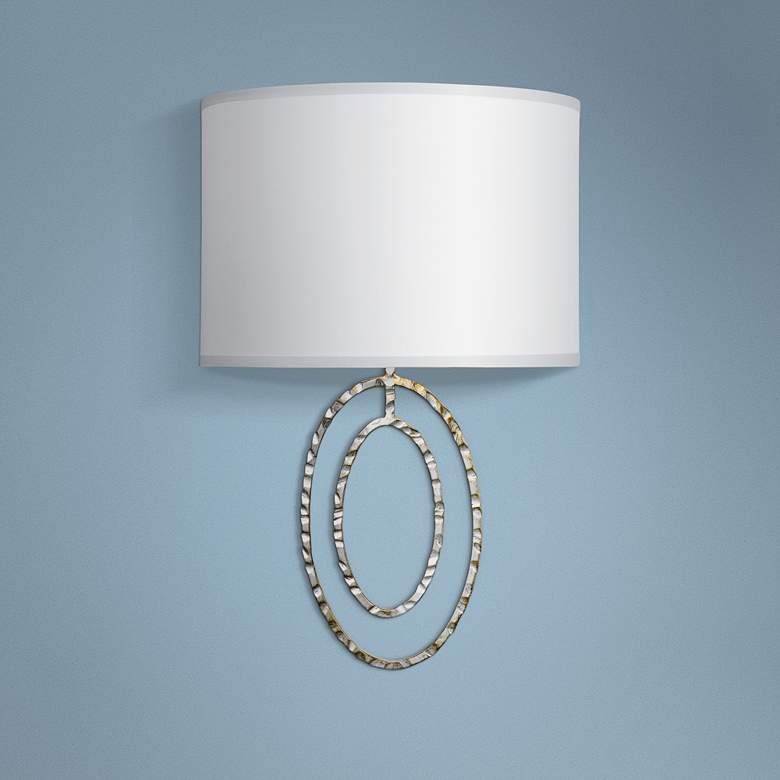 Crystorama Jolie 13&quot;H 2-Ring Hammered Silver Wall Sconce