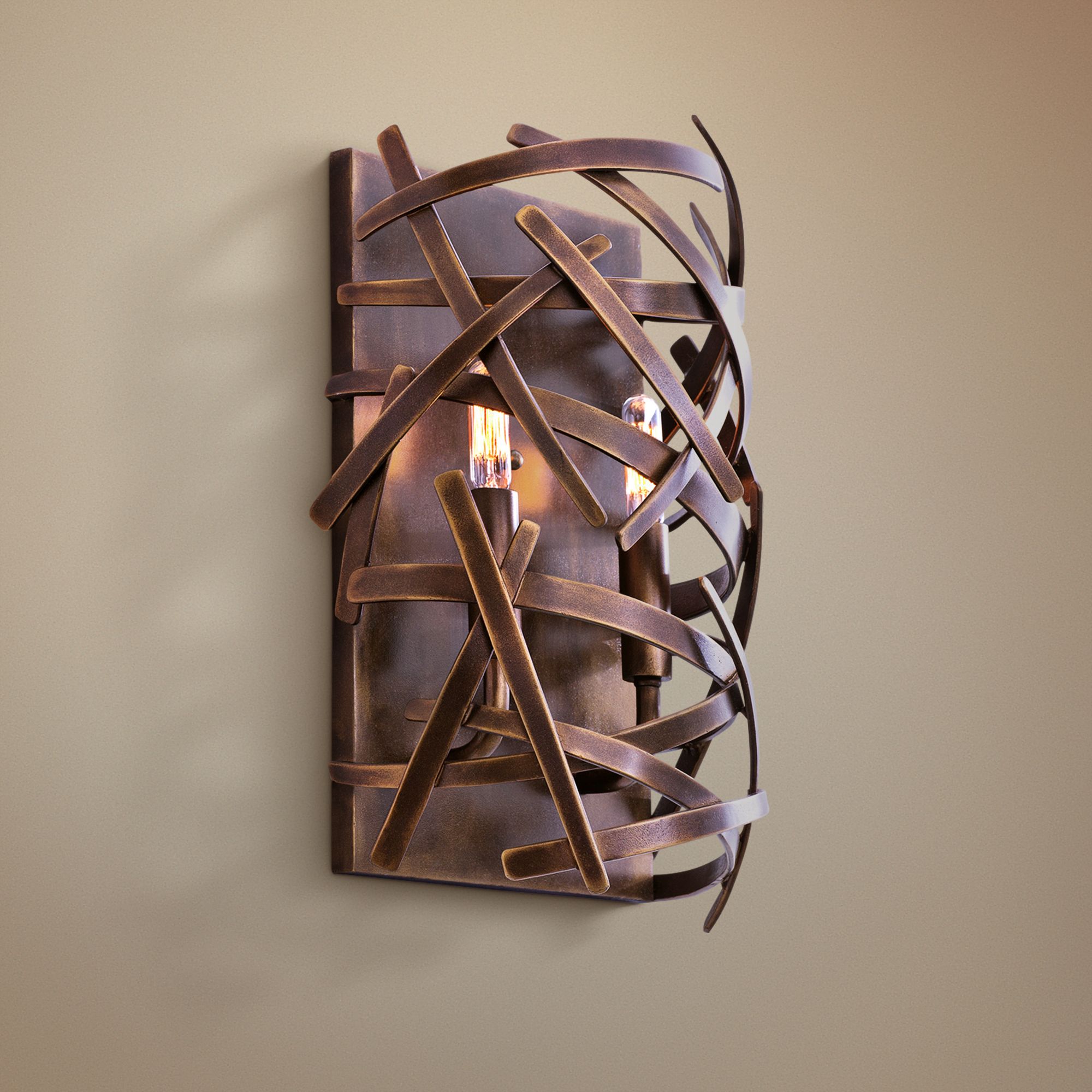 Ambassador 15 1/4" High Copper Patina Abstract Wall Sconce