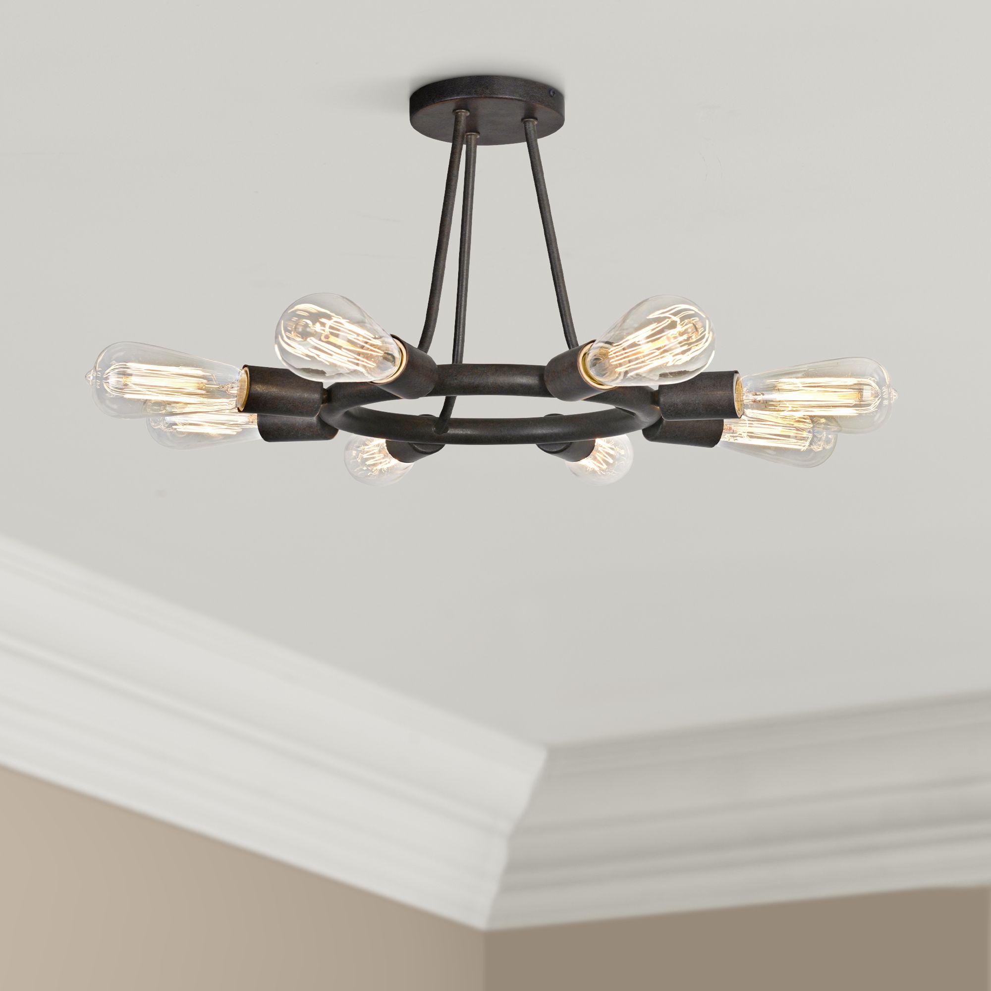 Dakota 15" Wide 8-Light Dark Bronze Ring Ceiling Light