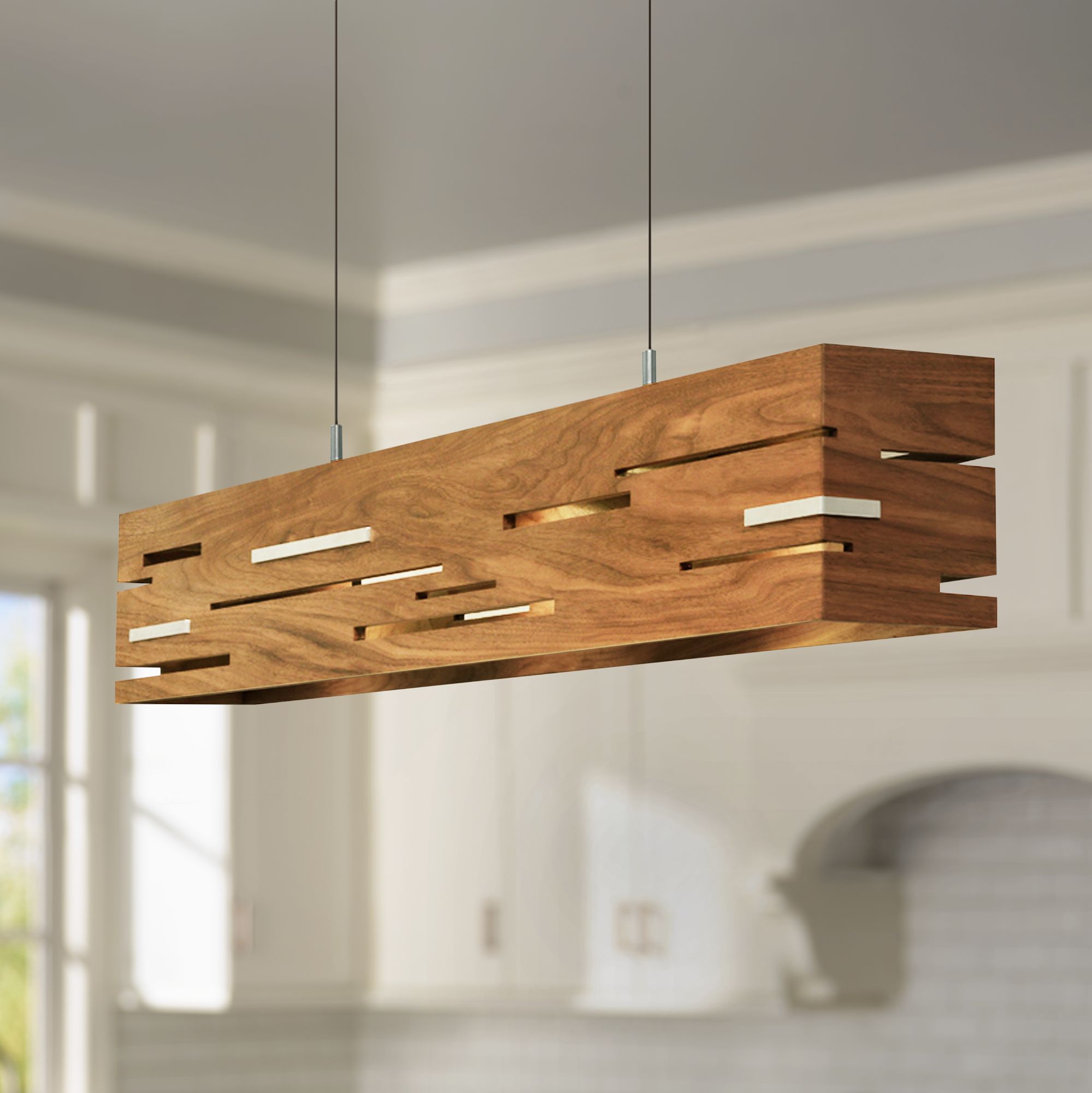 Aeris 30" Wide Oiled Walnut LED Kitchen Island Light Pendant