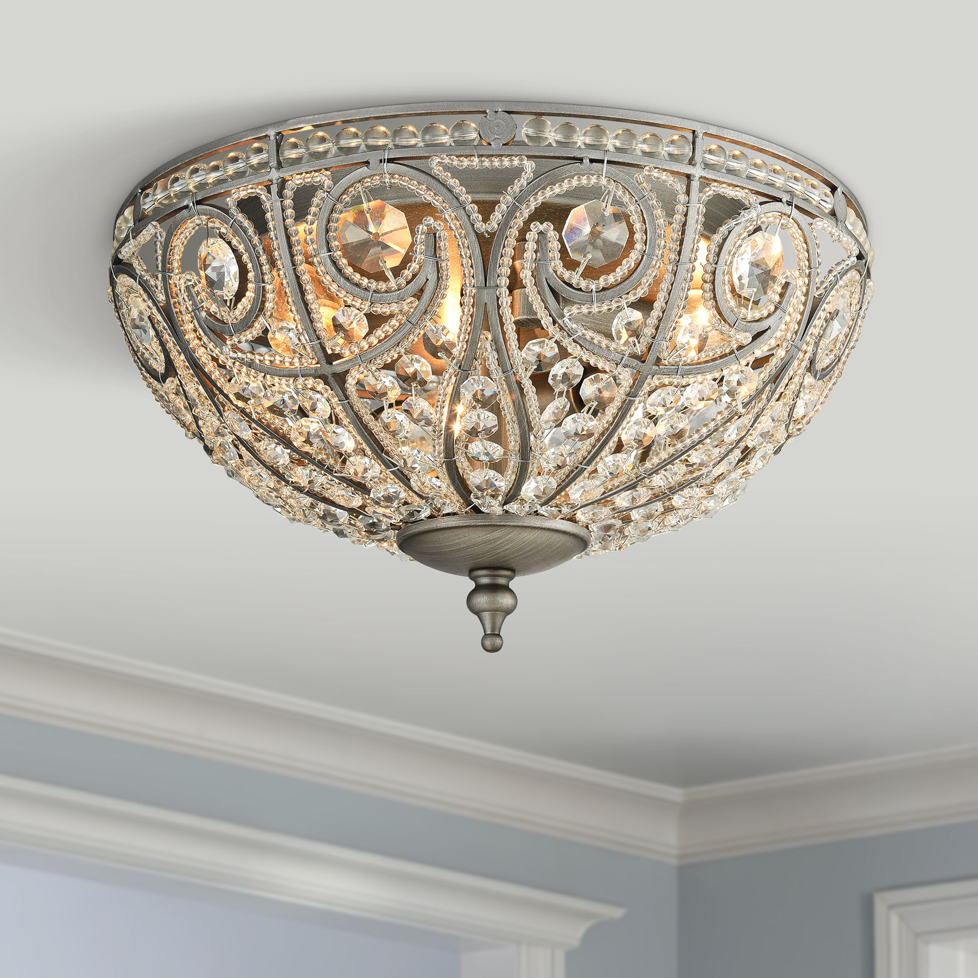 Elizabethan 13" Wide Weathered Zinc 3Light Ceiling Light 1R976