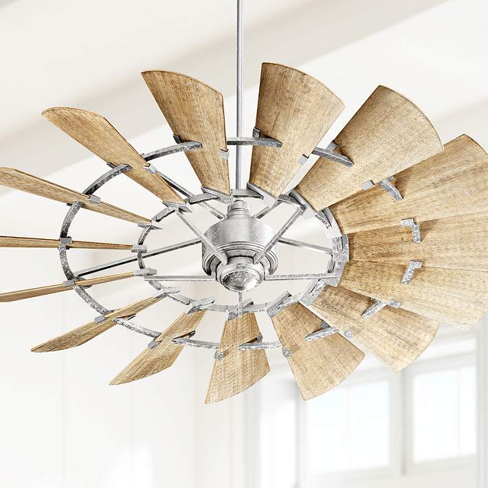 60 Quorum Windmill Galvanized Finish, Galvanized Ceiling Fan Light